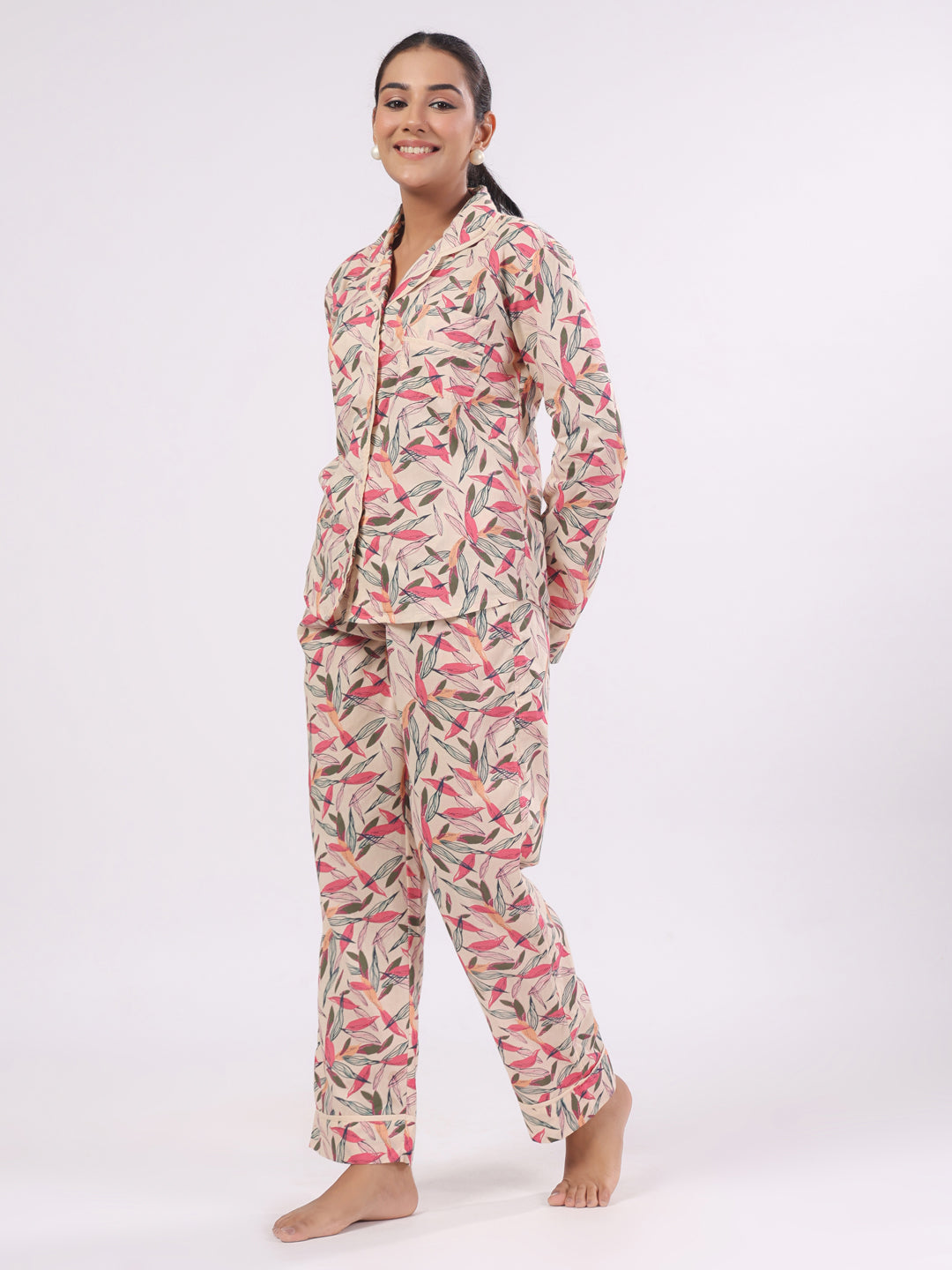 Cotton Flower Printed Night Suit Set