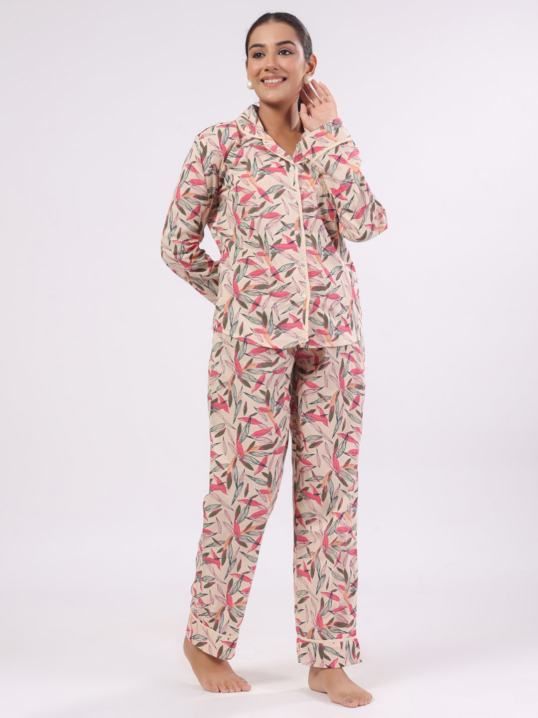 Cotton Flower Printed Night Suit Set
