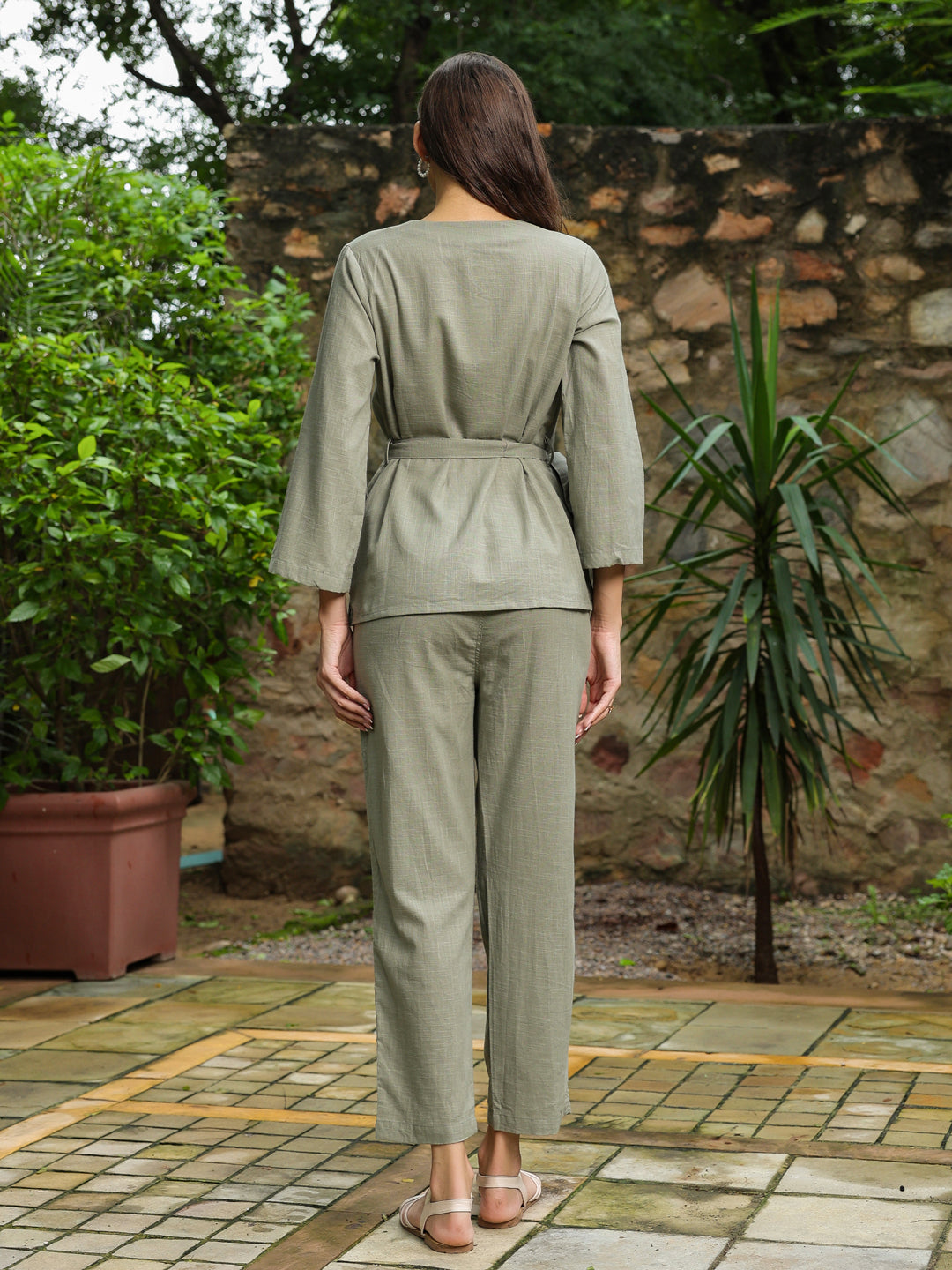 Grey Solid Printed Co-Ords Set