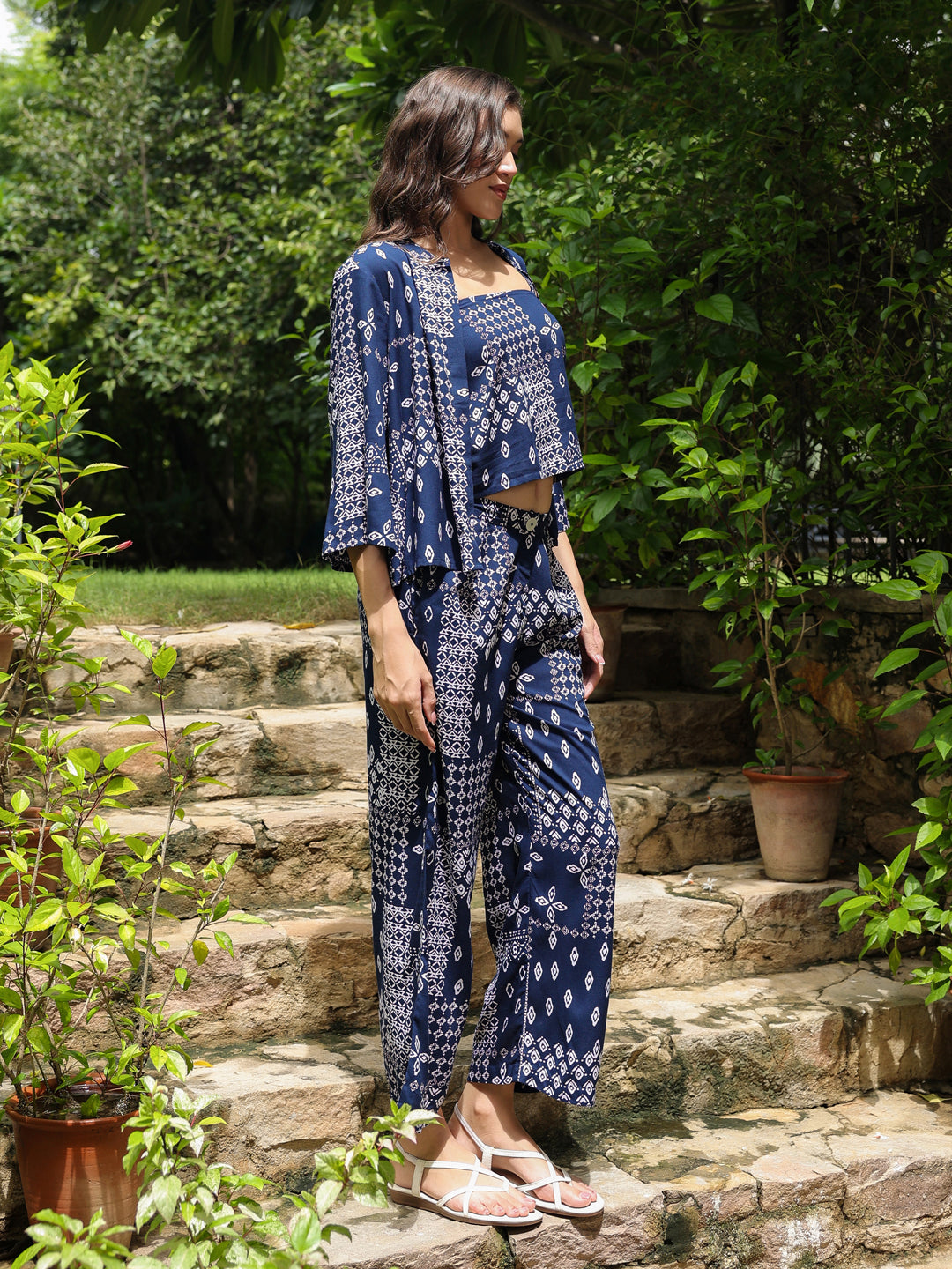 Set of 3 Printed Cotton Night Suit Set - SanskrutiHomes