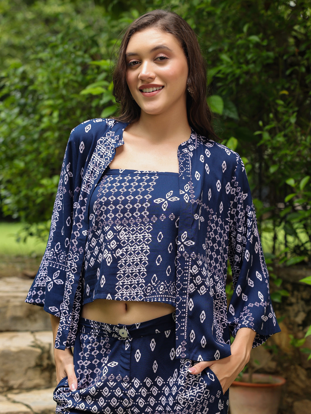 Set of 3 Printed Cotton Night Suit Set - SanskrutiHomes