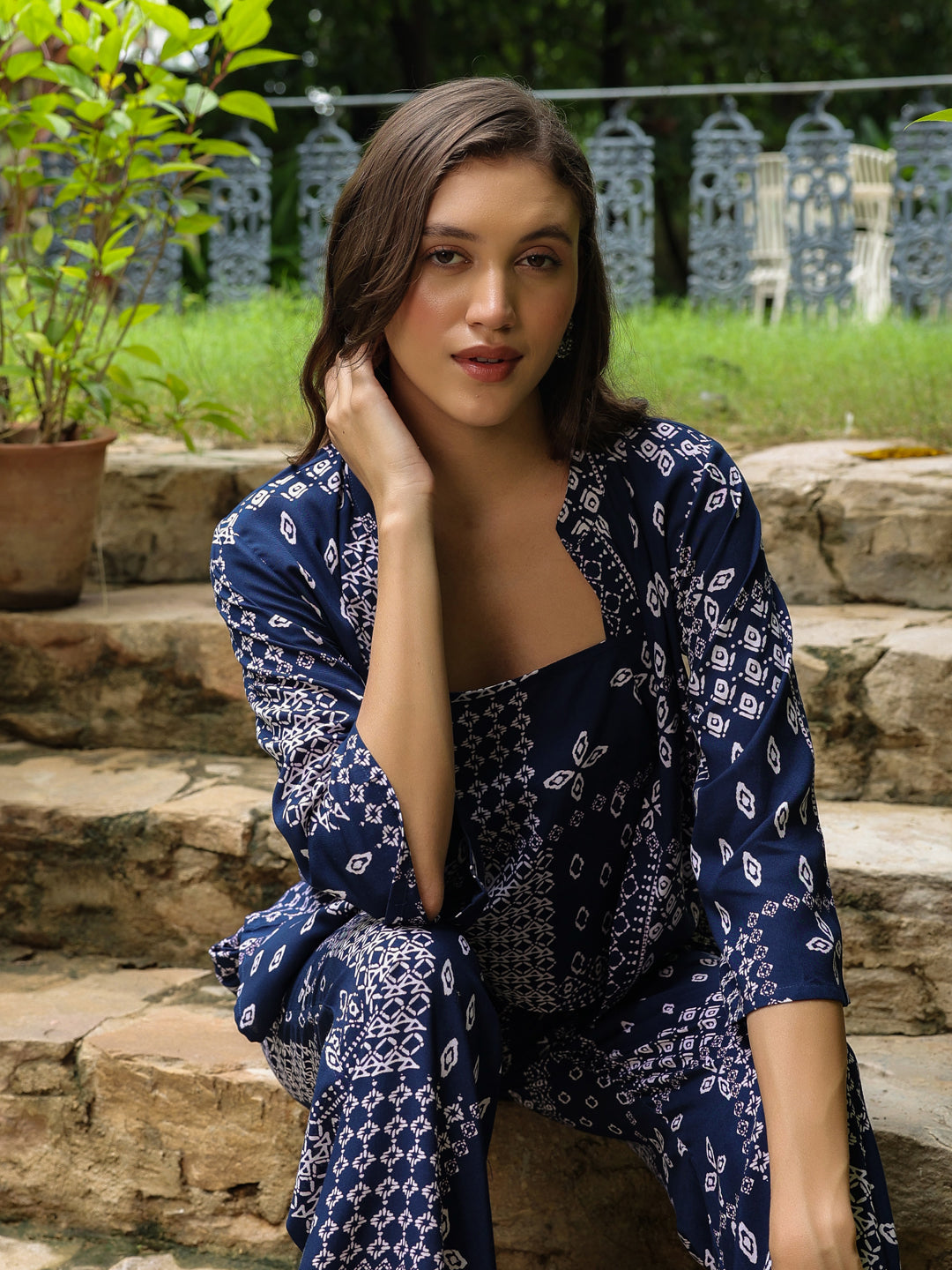 Set of 3 Printed Cotton Night Suit Set - SanskrutiHomes