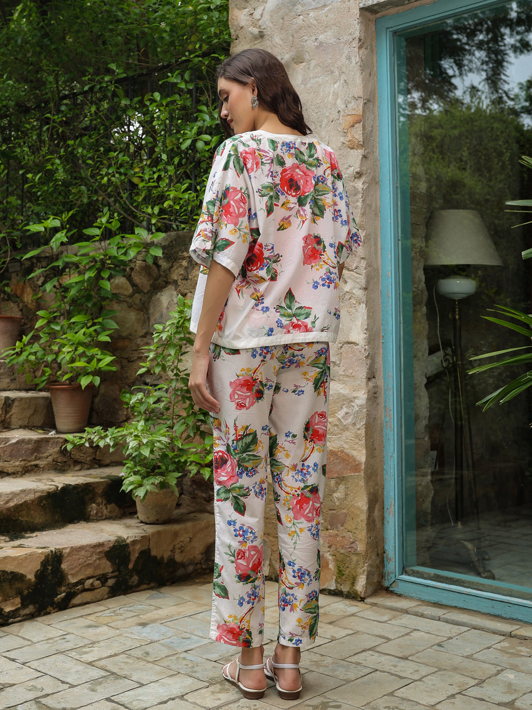Set of 3 Printed Cotton Night Suit Set - SanskrutiHomes