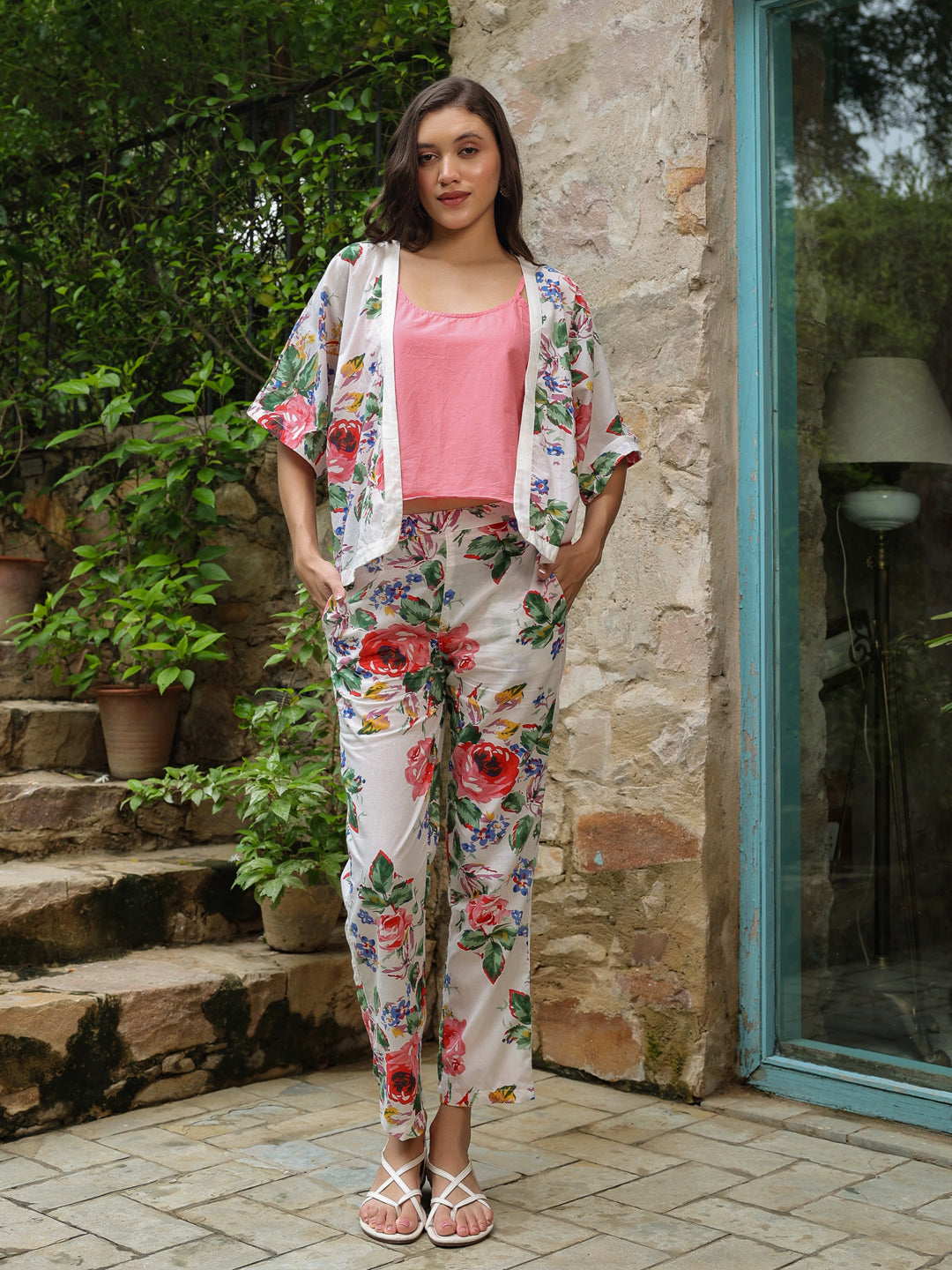 Set of 3 Printed Cotton Night Suit Set - SanskrutiHomes