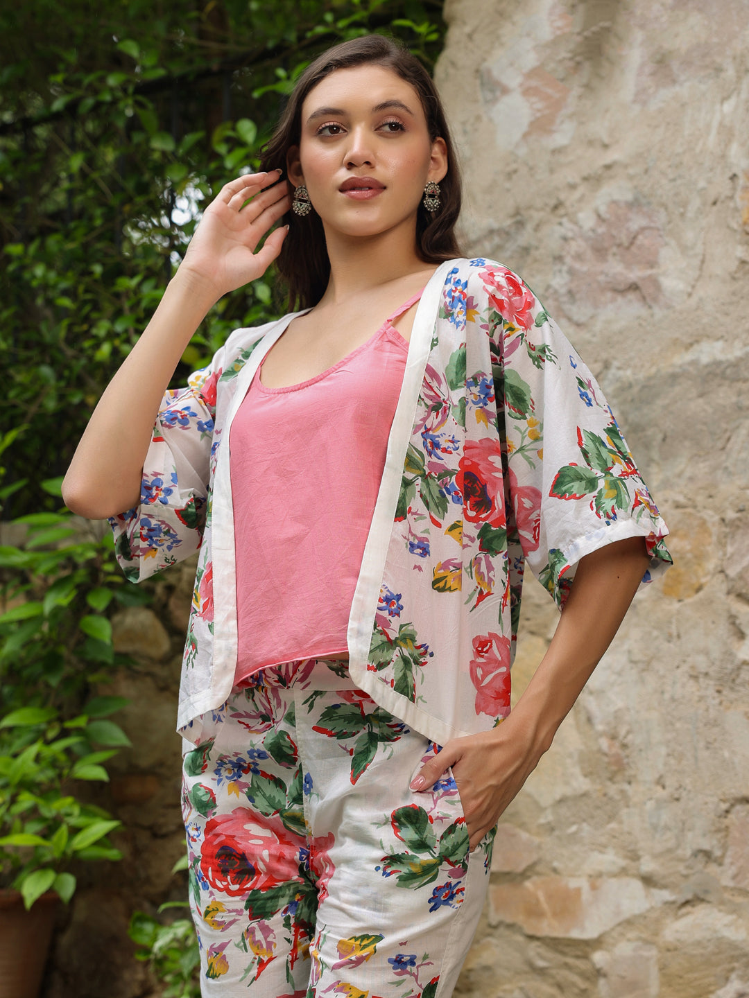 Set of 3 Printed Cotton Night Suit Set - SanskrutiHomes