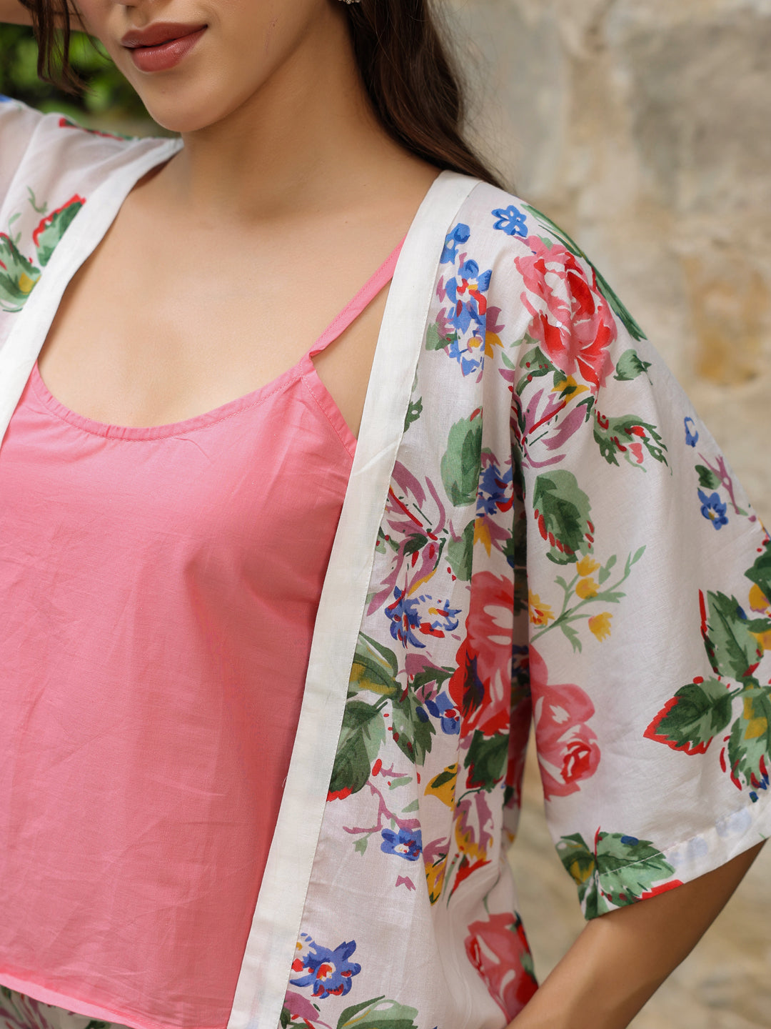 Set of 3 Printed Cotton Night Suit Set - SanskrutiHomes