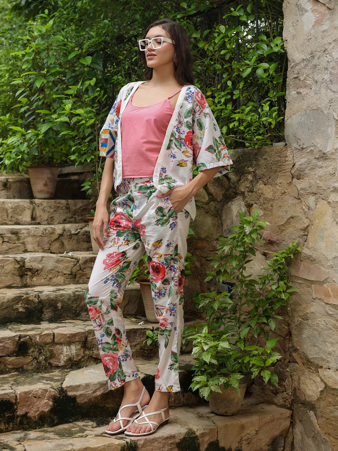Set of 3 Printed Cotton Night Suit Set - SanskrutiHomes