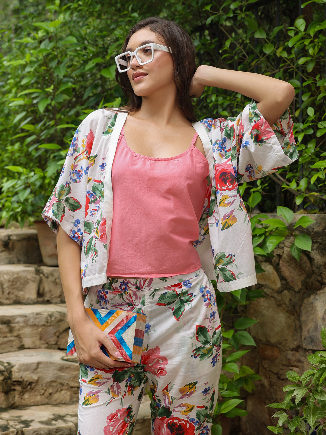 Set of 3 Printed Cotton Night Suit Set - SanskrutiHomes