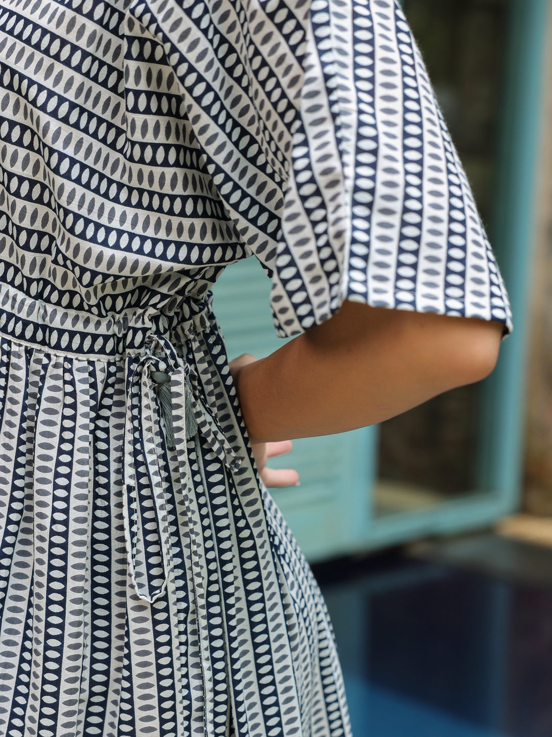 Blue Cotton Printed Night Dress