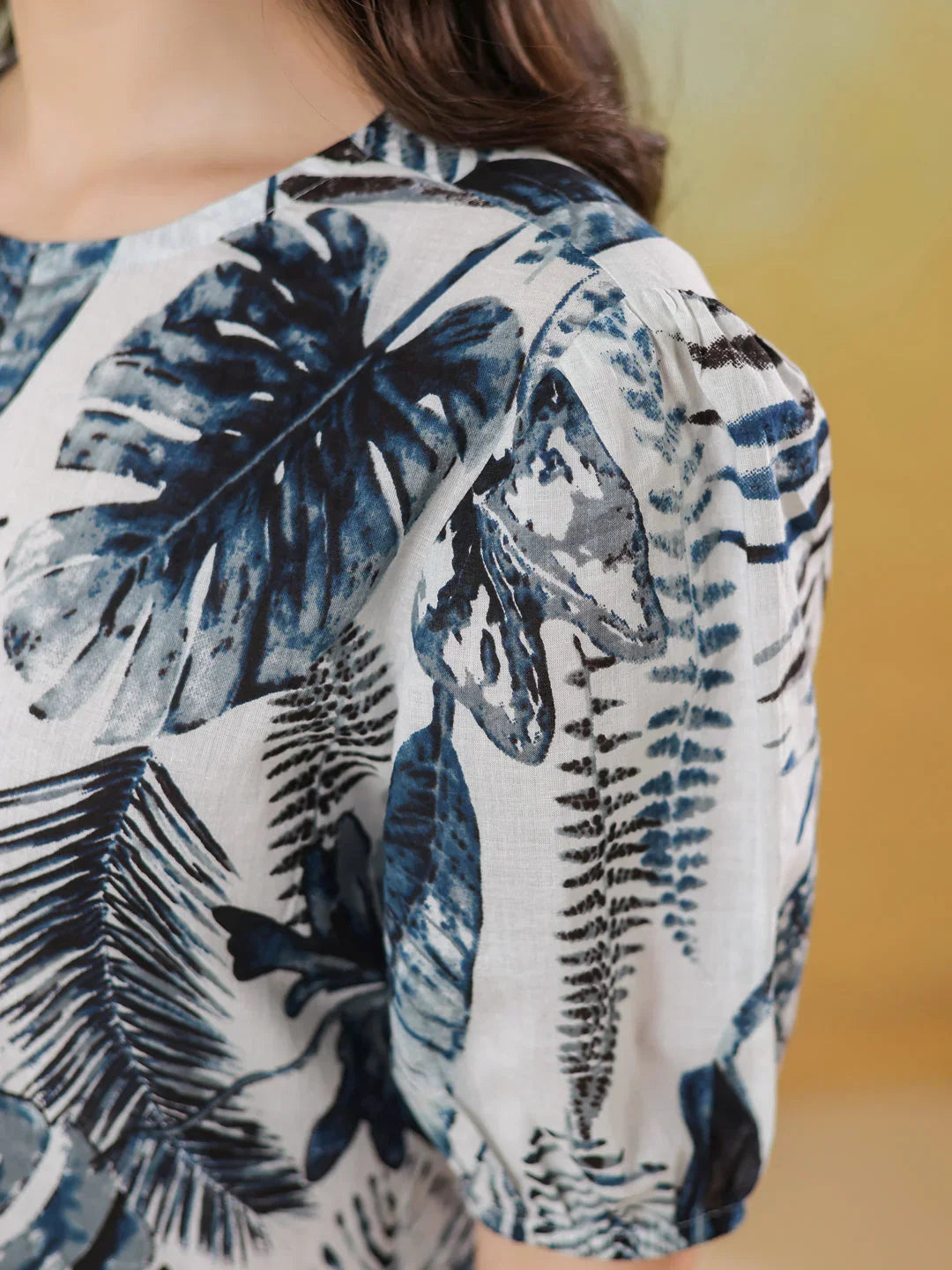 Grey Floral Printed Round Neck Dress for Women - SanskrutiHomes