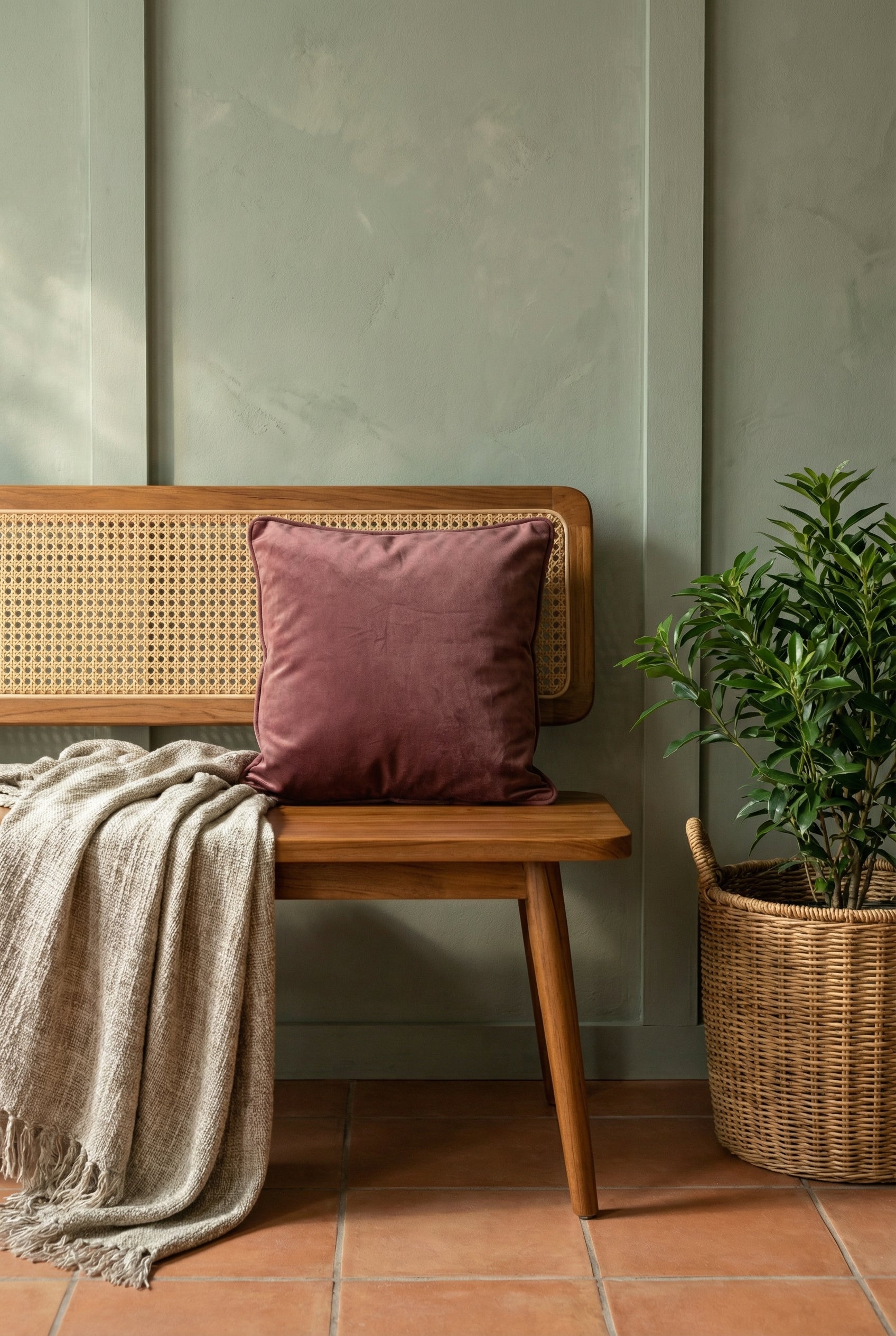 Brown Solid Velvet Cushion Cover With Soft Luxe Finish