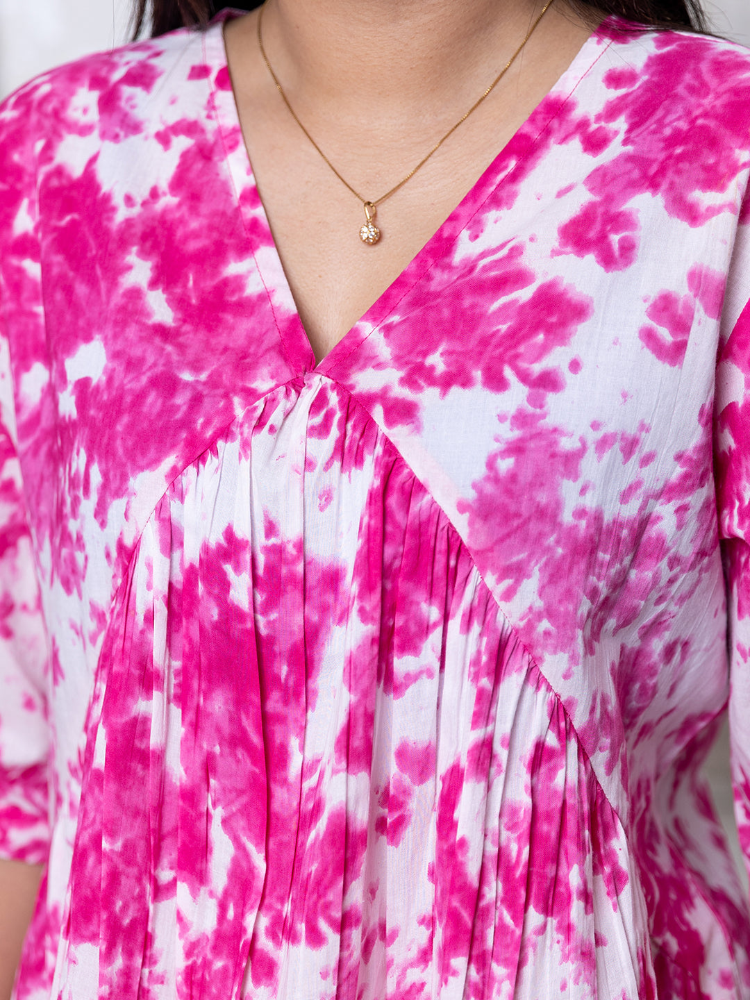 FUSHIA Tye and dye Printed cotton co-ord Set