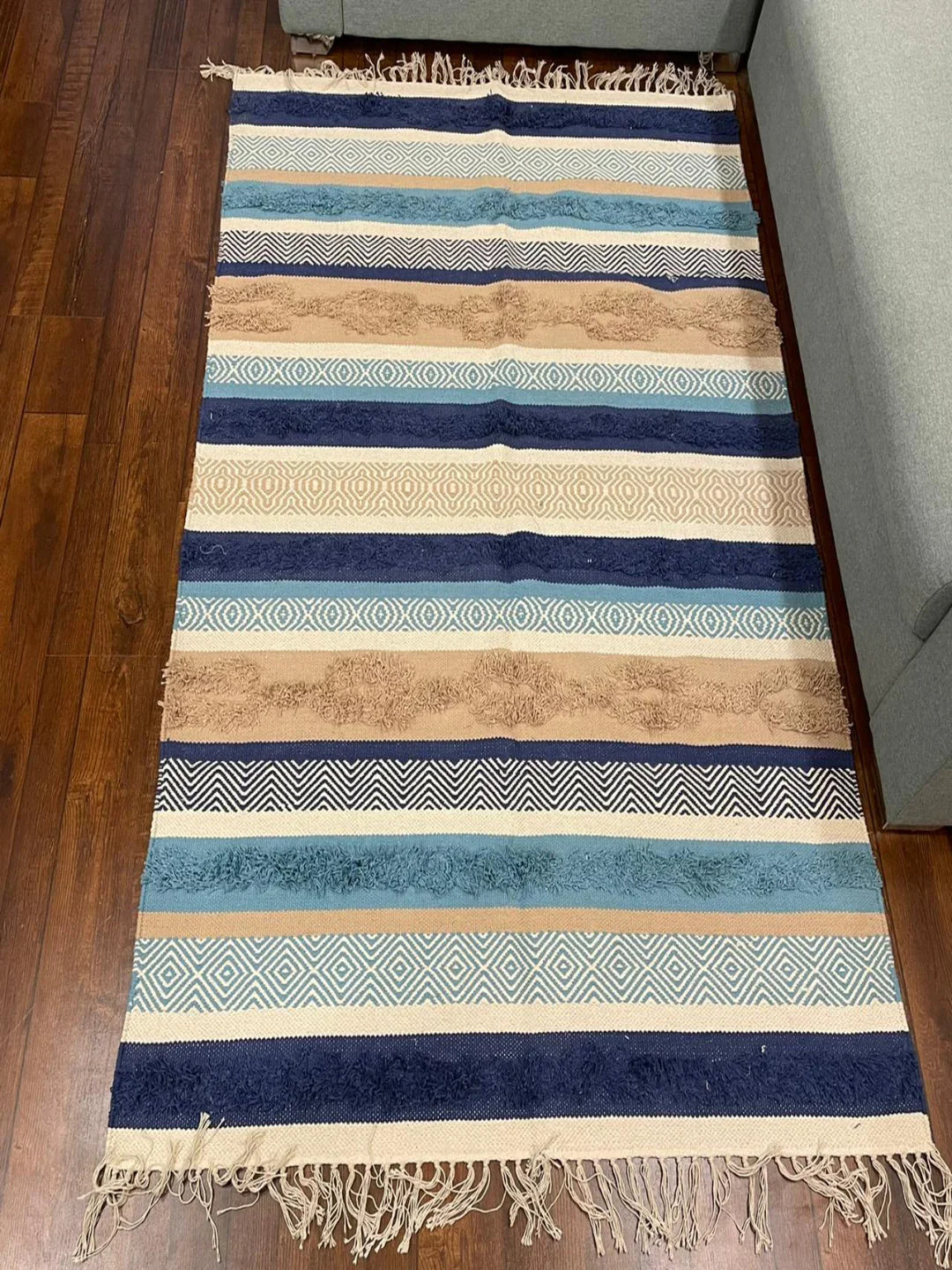 Hand-weaved 100% Cotton Multi-color Rug - SanskrutiHomes