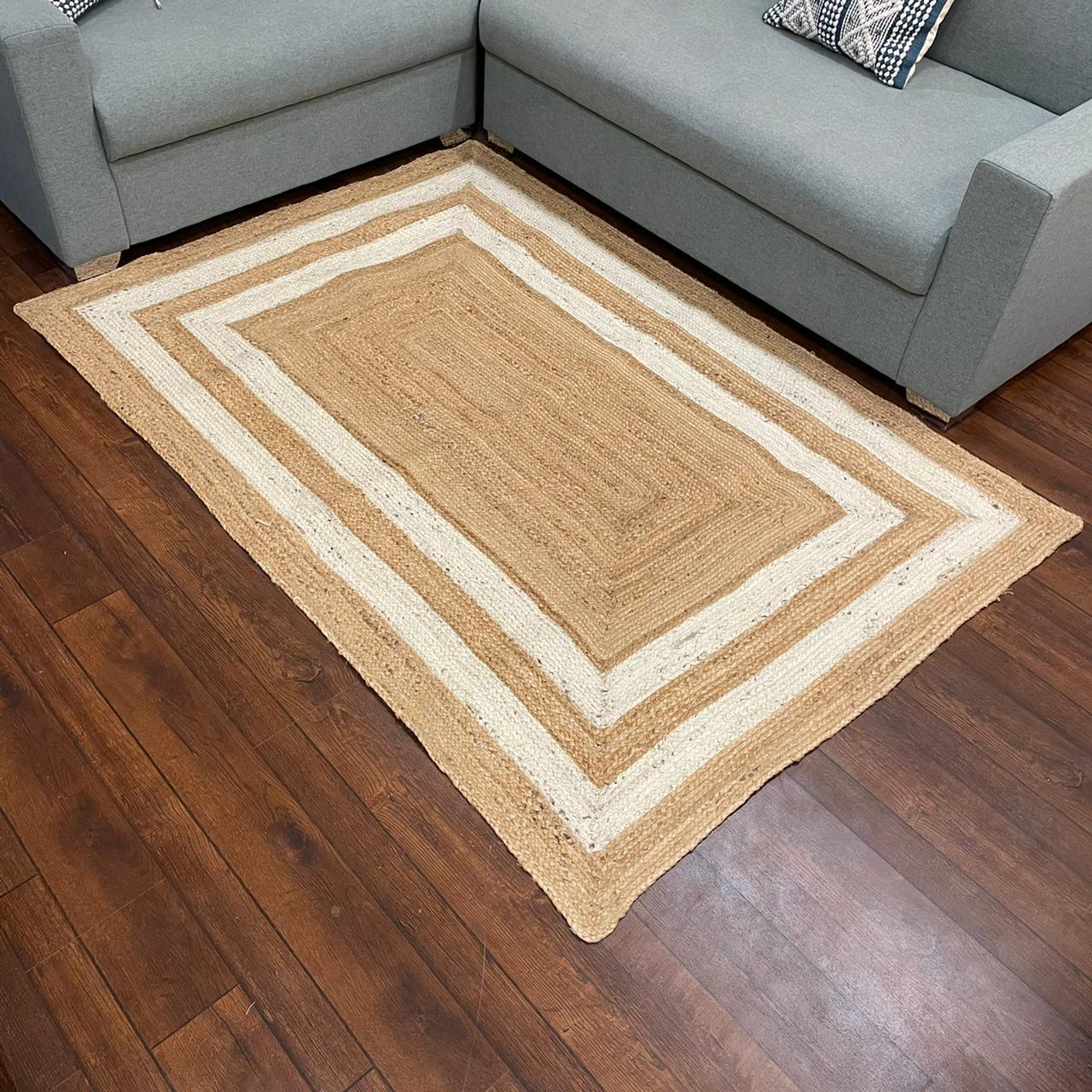 Hand-Woven Designer Jute Rug
