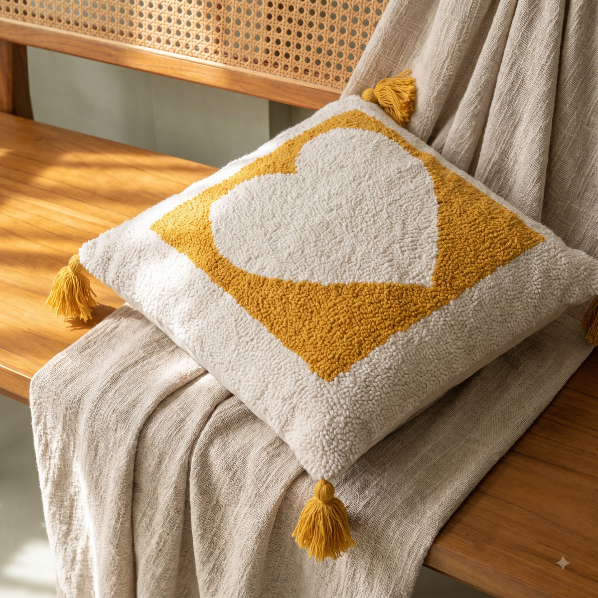 White Graphic Textured Cotton Square Cushion Cover For Home Decor