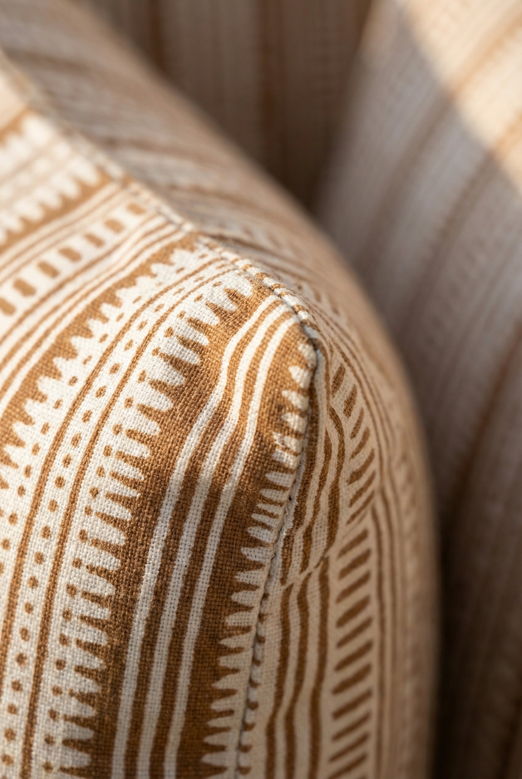 White & Brown Squared Striped Cotton Cushion Cover