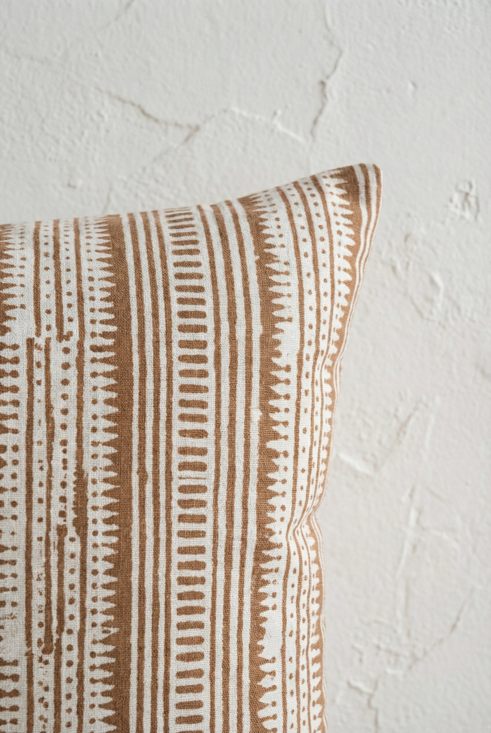 White & Brown Squared Striped Cotton Cushion Cover