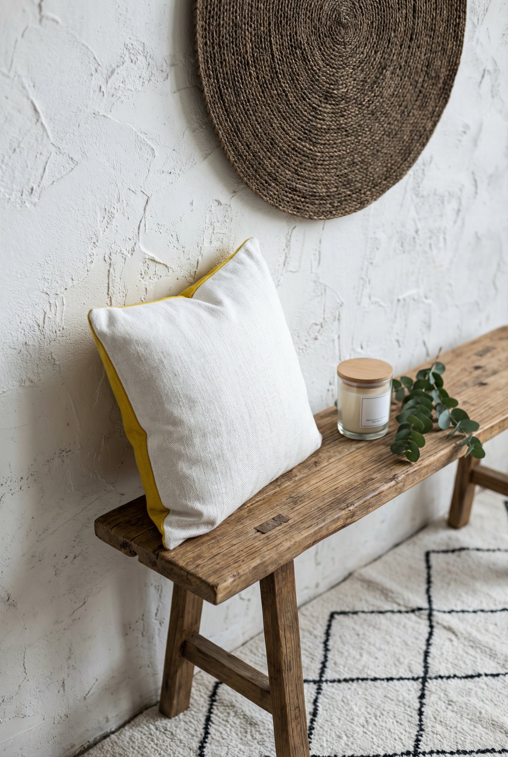 Yellow & Brown Embroidered Cotton Squared Cushion Cover