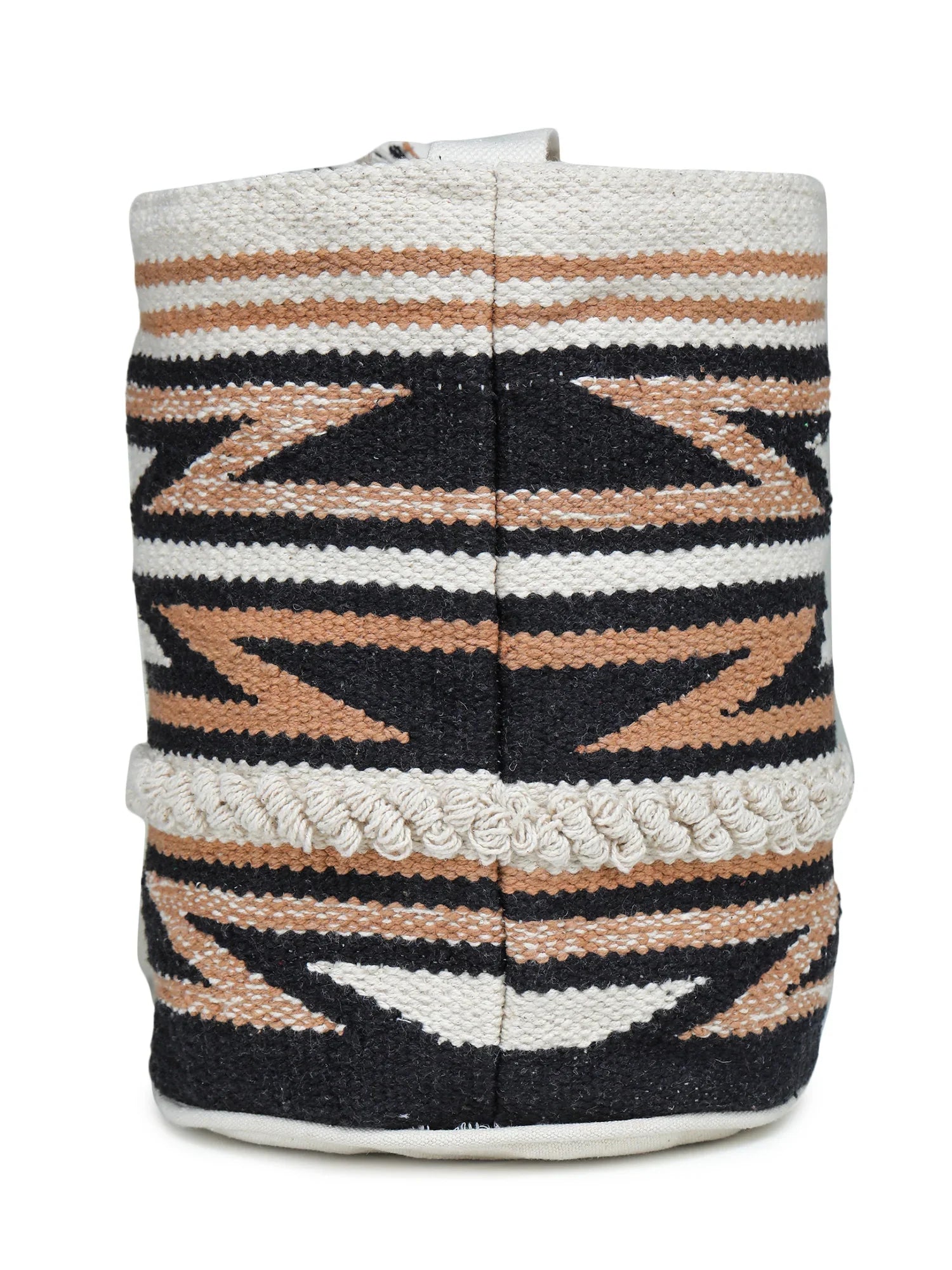 White Orange Tasseled Hand Woven Tote Bag - SanskrutiHomes