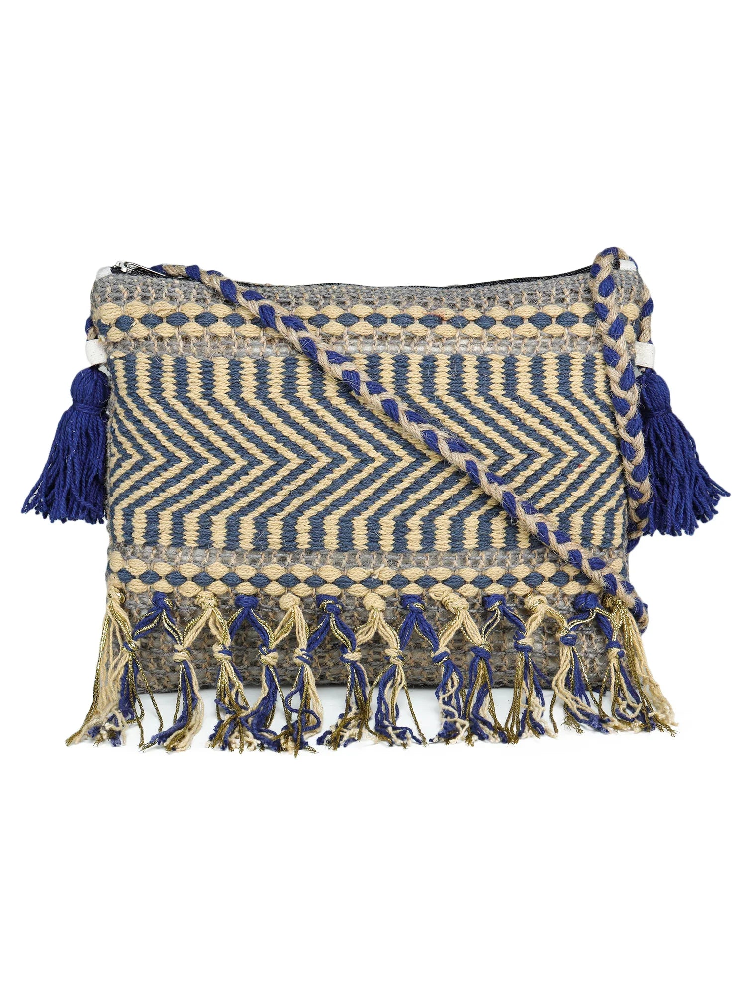Multicolor tassel Hand Woven Tote Bag - SanskrutiHomes