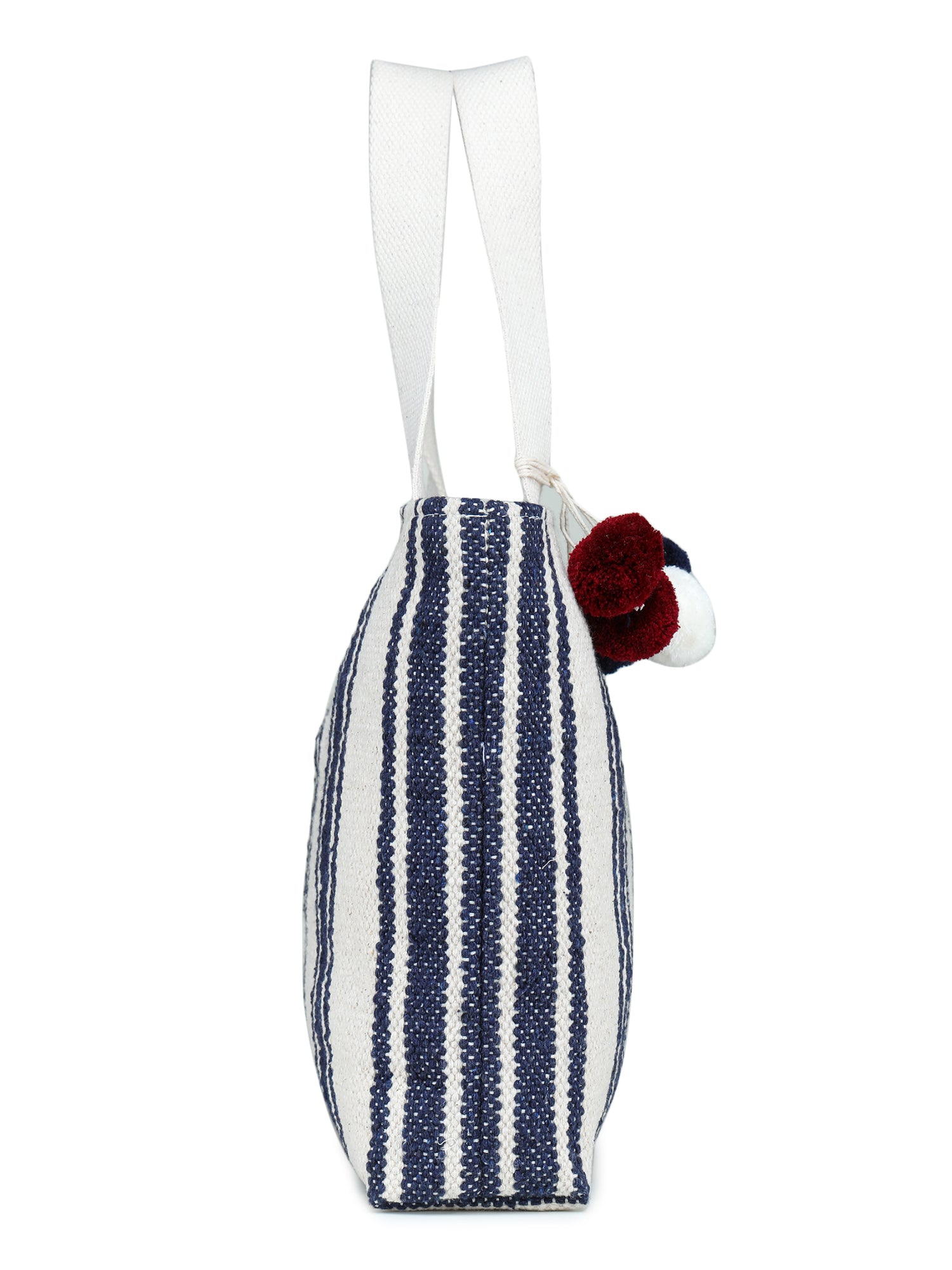 White-blue Hand Woven Tote Bag