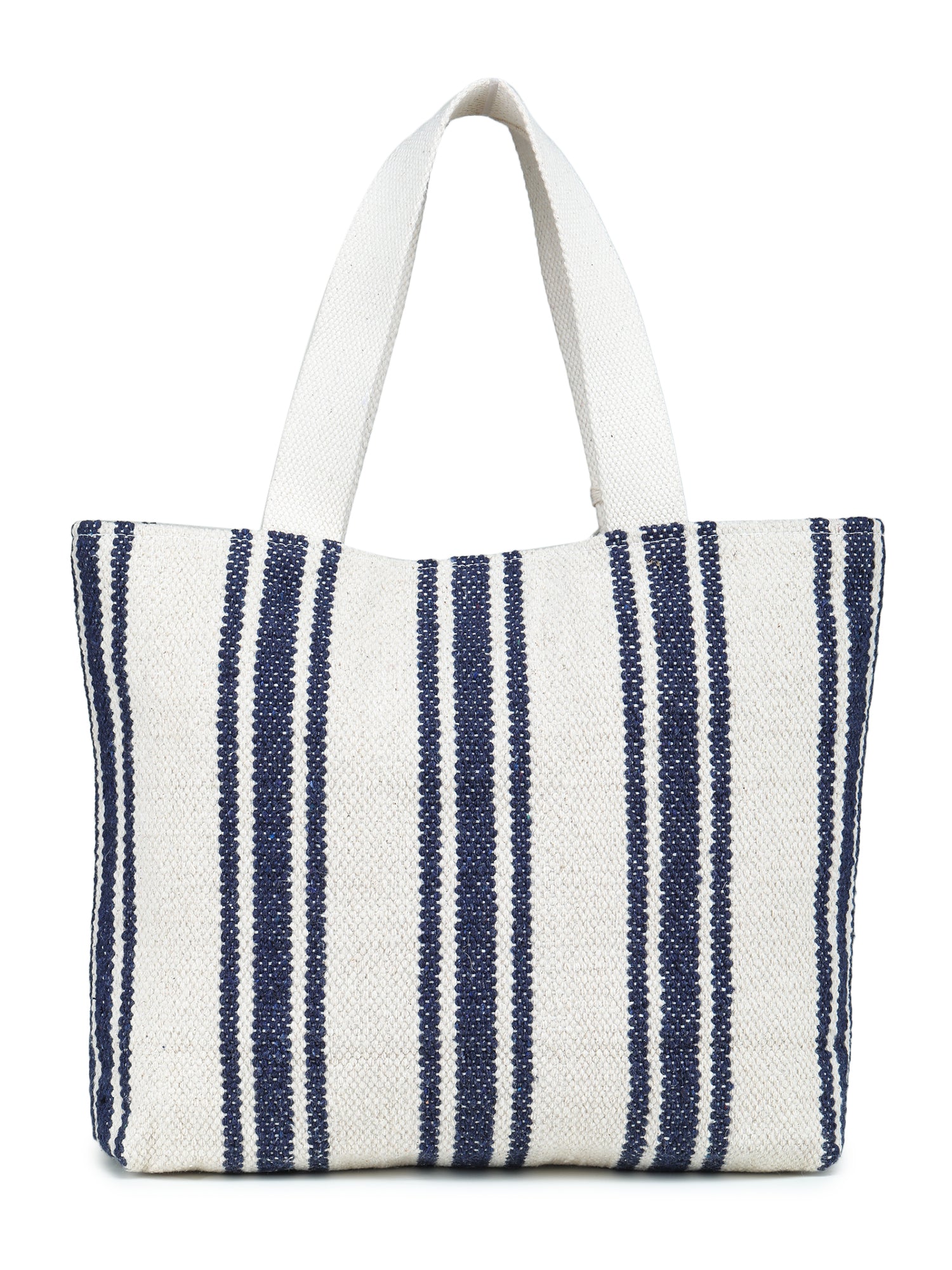 White-blue Hand Woven Tote Bag