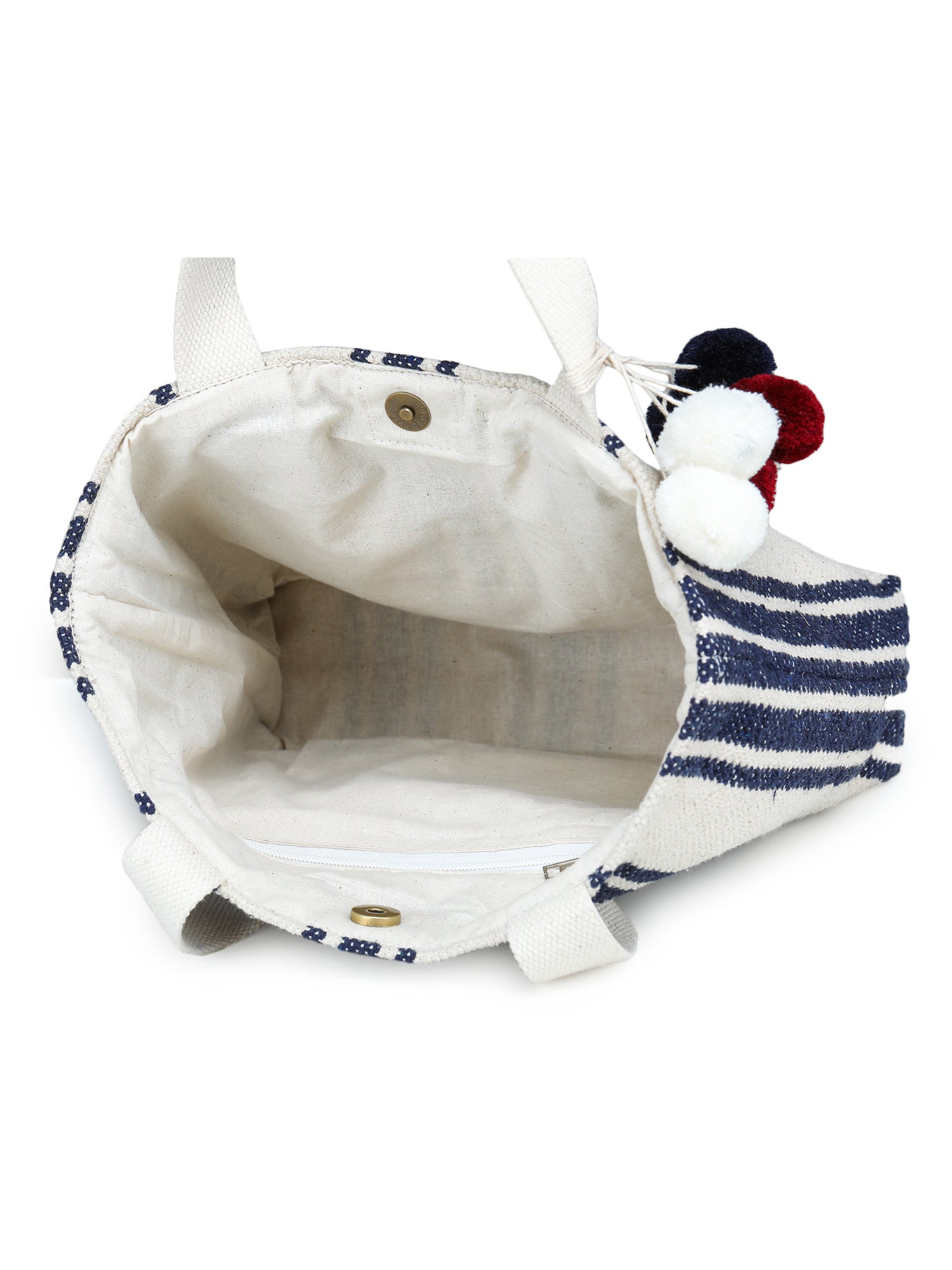 White-blue Hand Woven Tote Bag