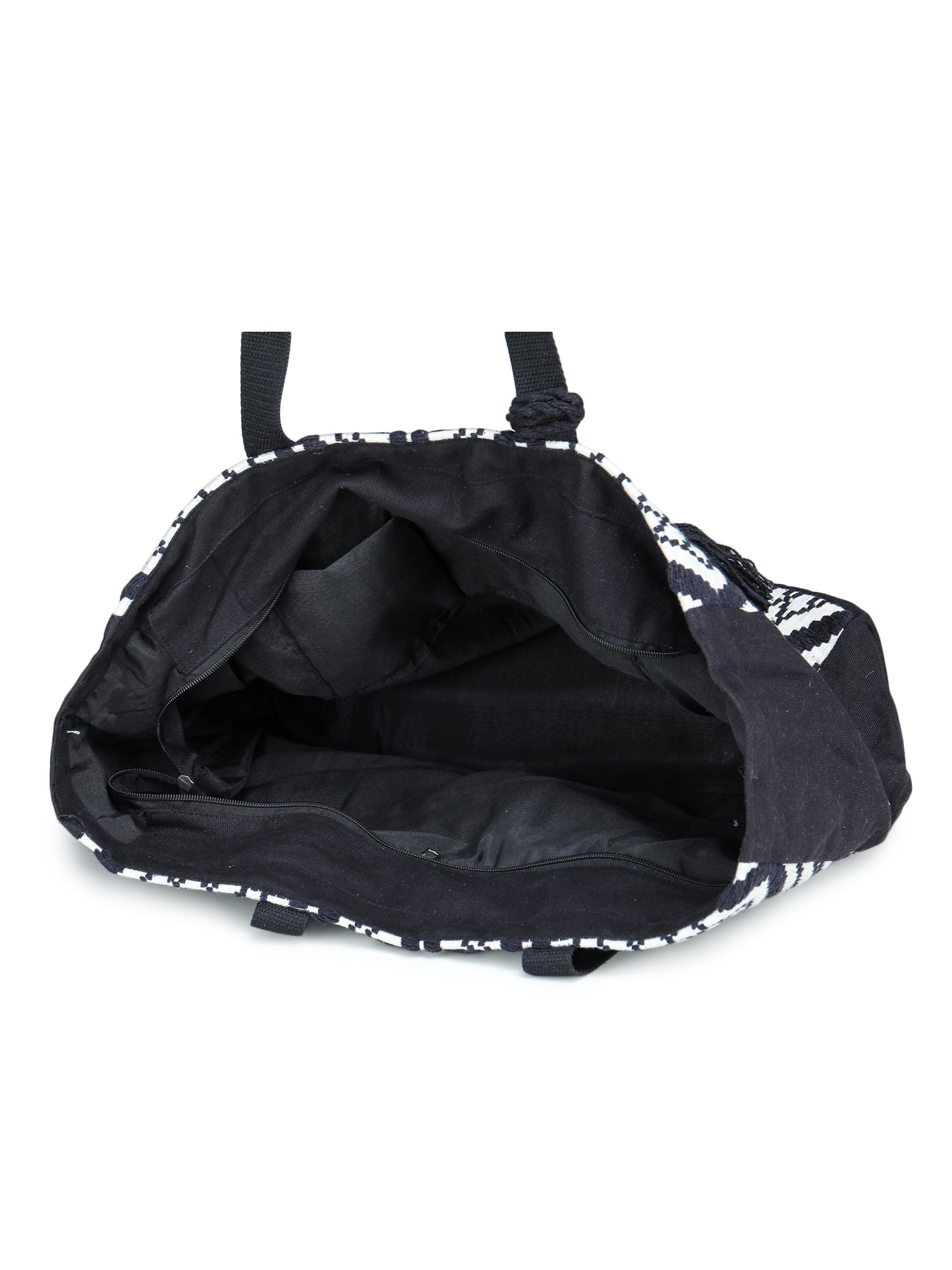 Black-white Hand Woven Tote Bag