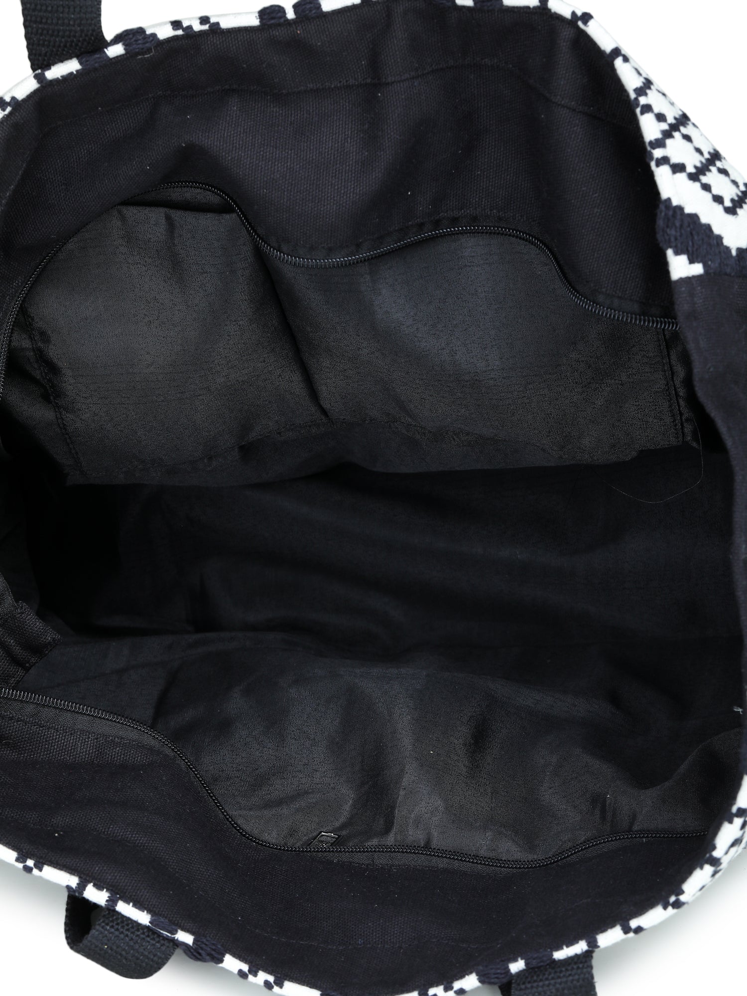 Black-white Hand Woven Tote Bag