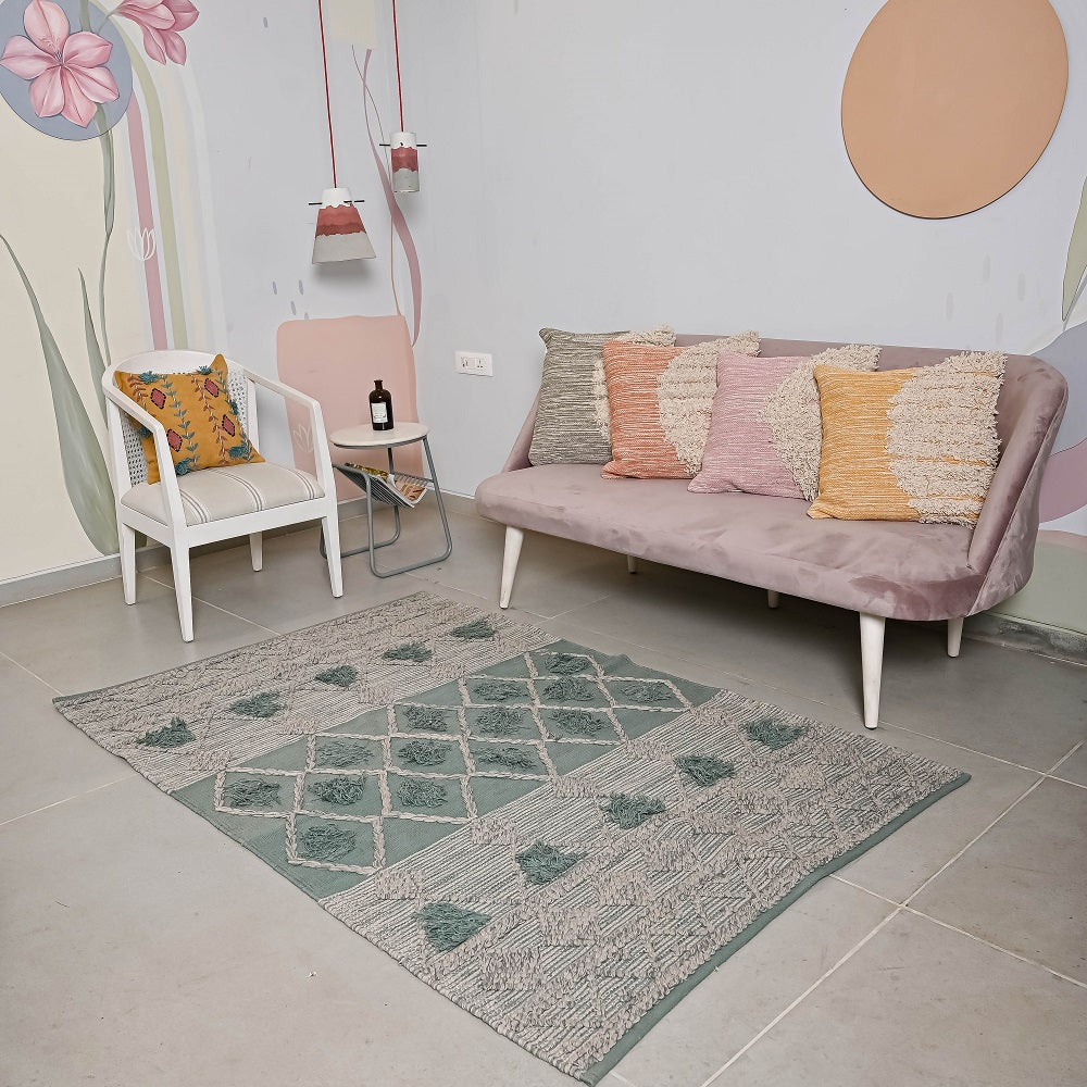 Hand-weaved 100% Cotton Multi-color Rug