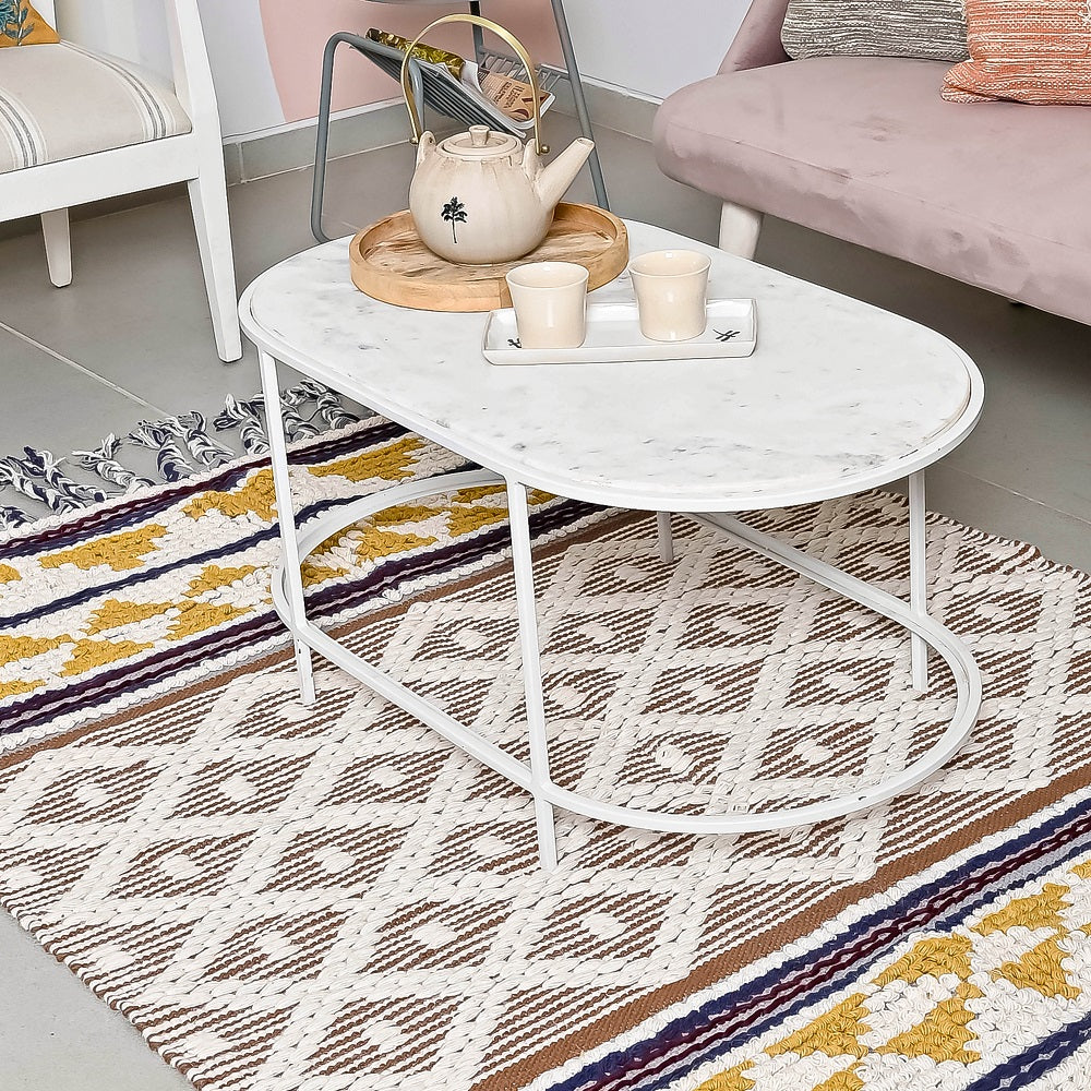 Hand-weaved 100% Cotton woven Multi-color Rug
