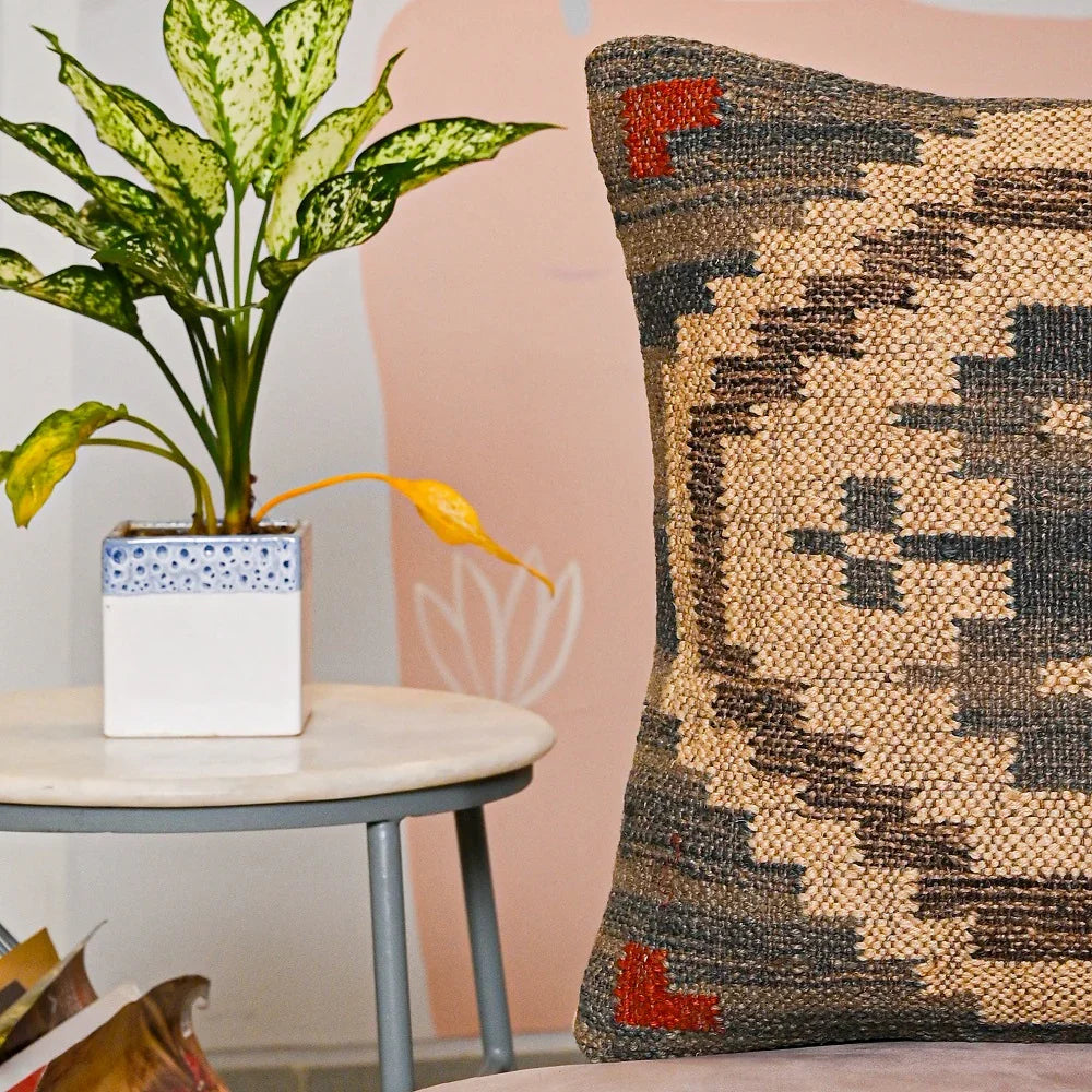 Morocco style Hand-made Jute Cushion Cover - SanskrutiHomes