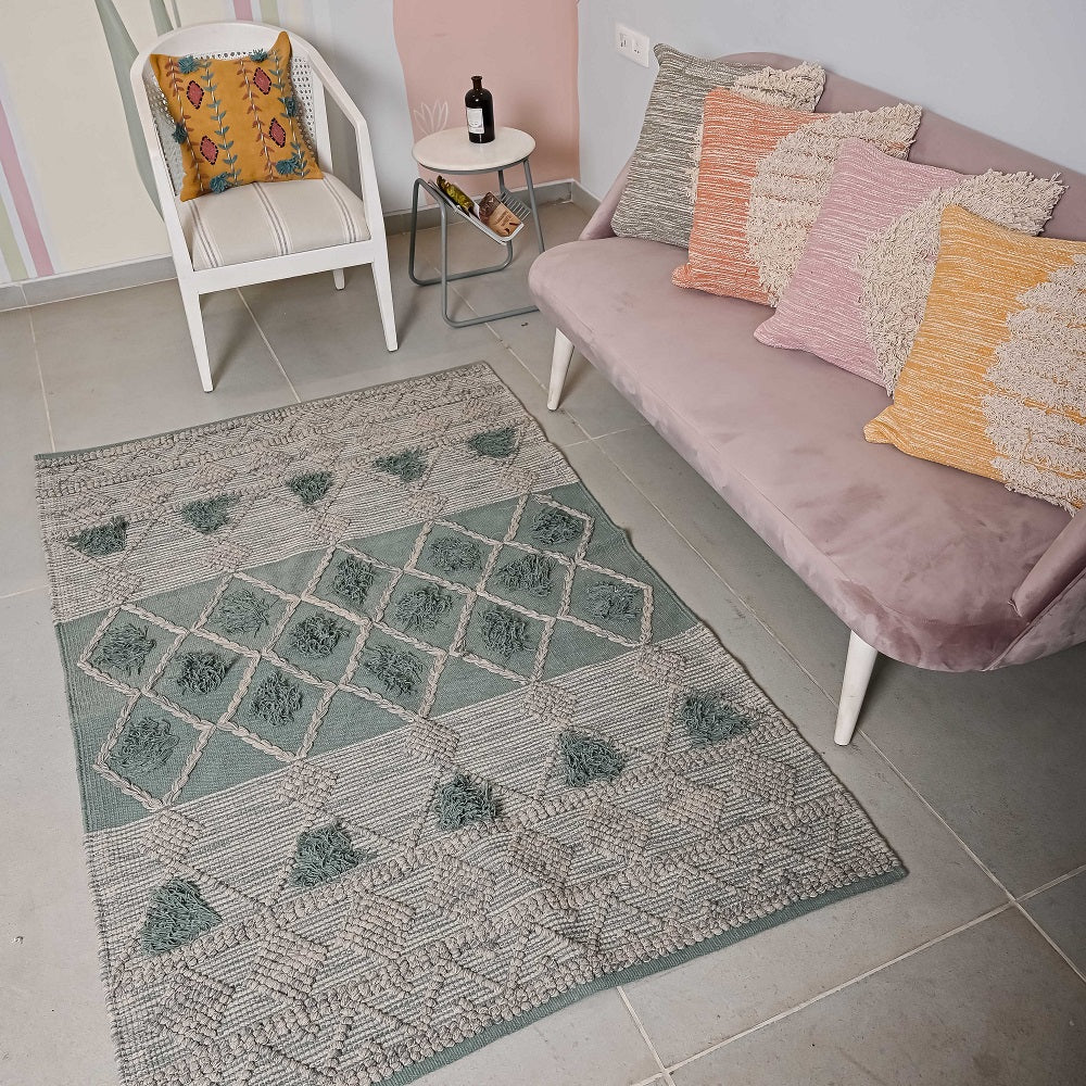 Hand-weaved 100% Cotton Multi-color Rug