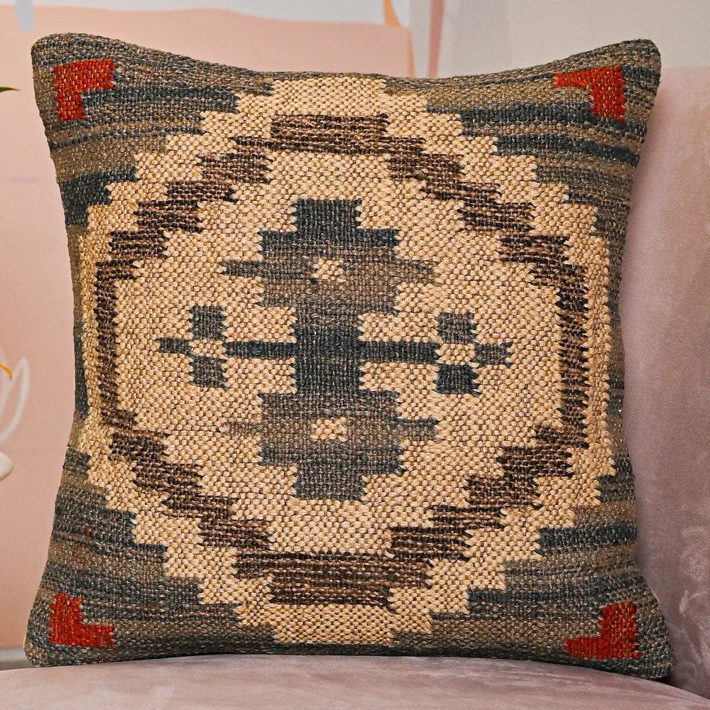 Morocco style Hand-made Jute Cushion Cover - SanskrutiHomes
