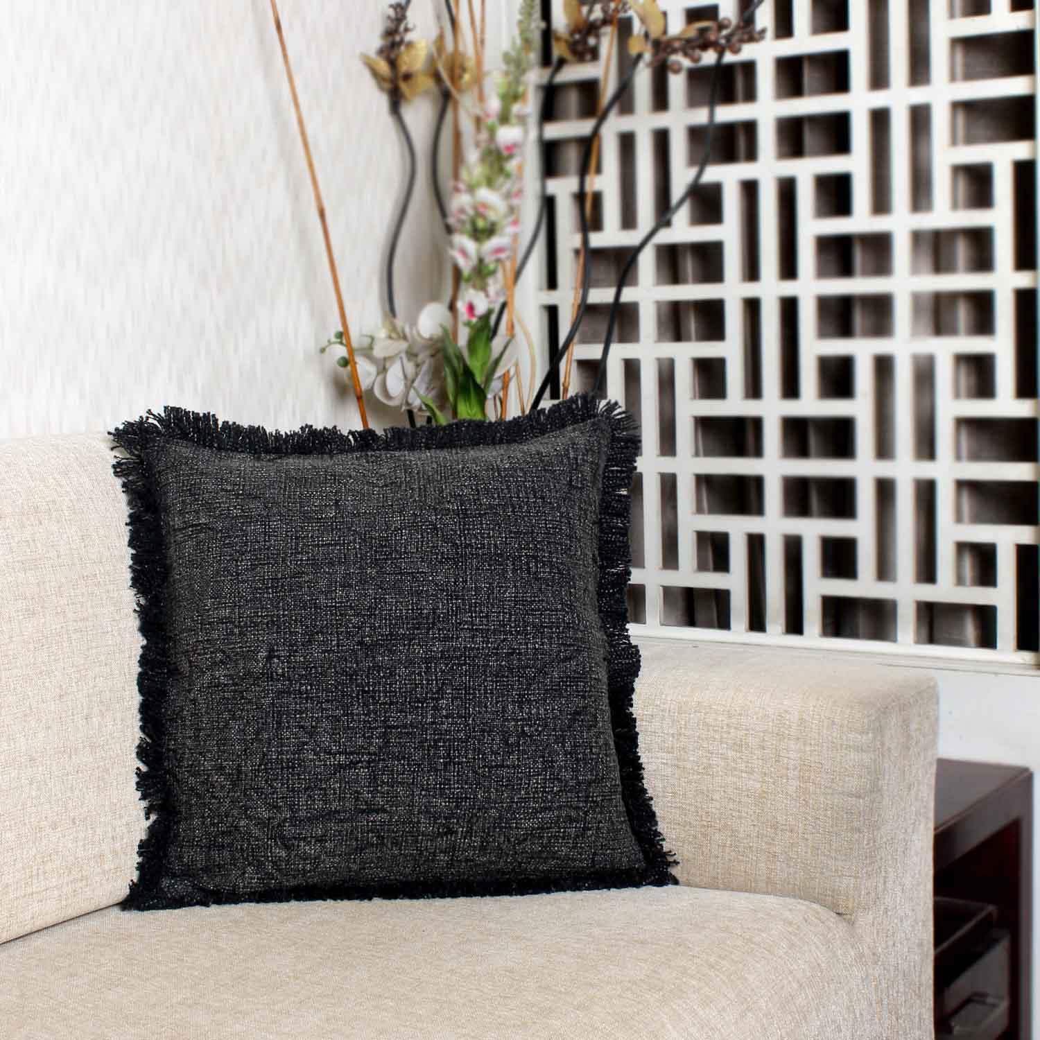 Grey 100% Cotton Cushion Covers. - SanskrutiHomes
