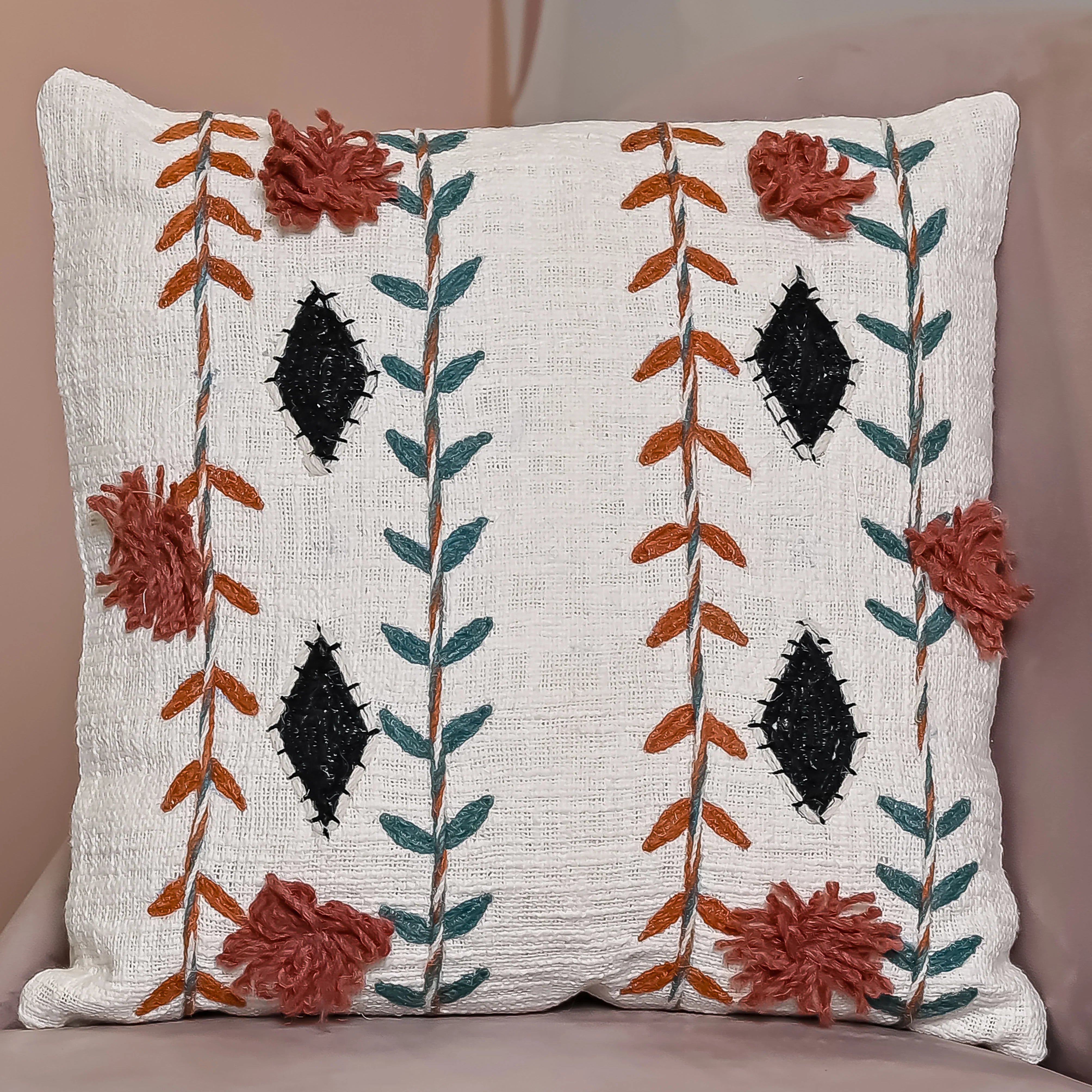 Boho Handloom Pure Cotton Cushion Cover - SanskrutiHomes