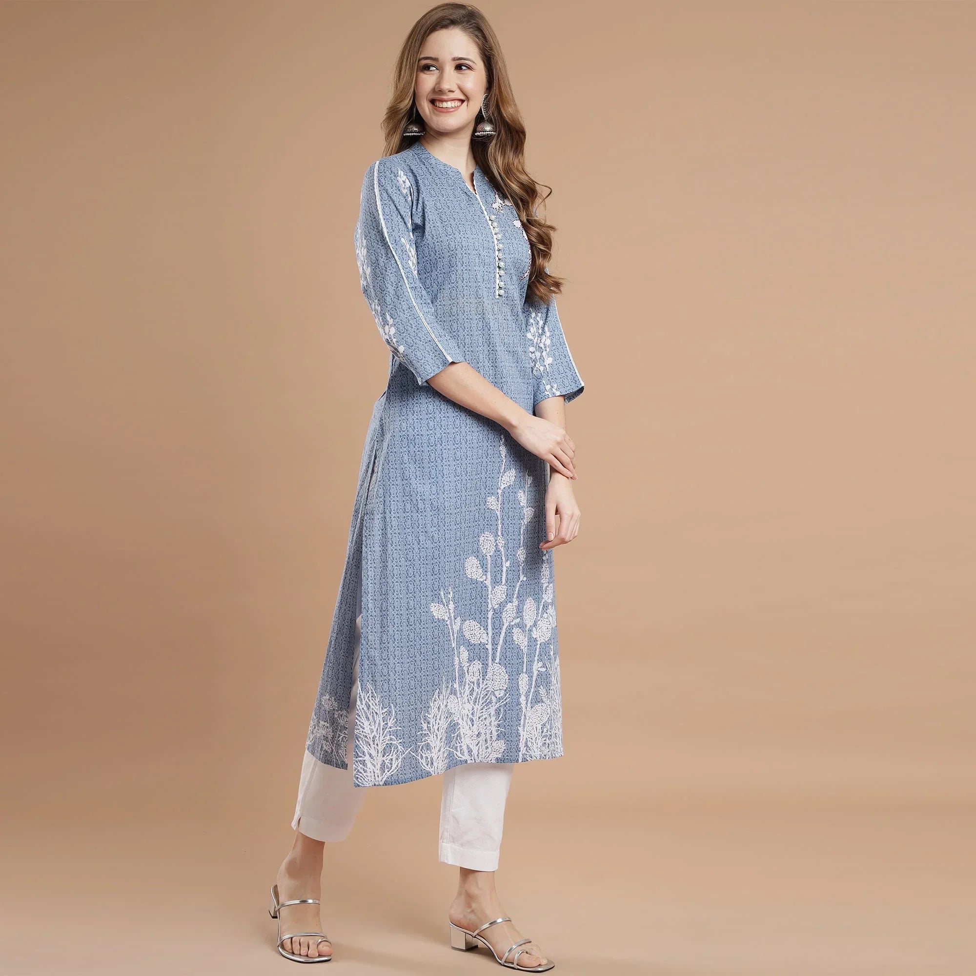 RANGDEEP BLUE RAYON WOMEN'S STRAIGHT KURTA - SanskrutiHomes