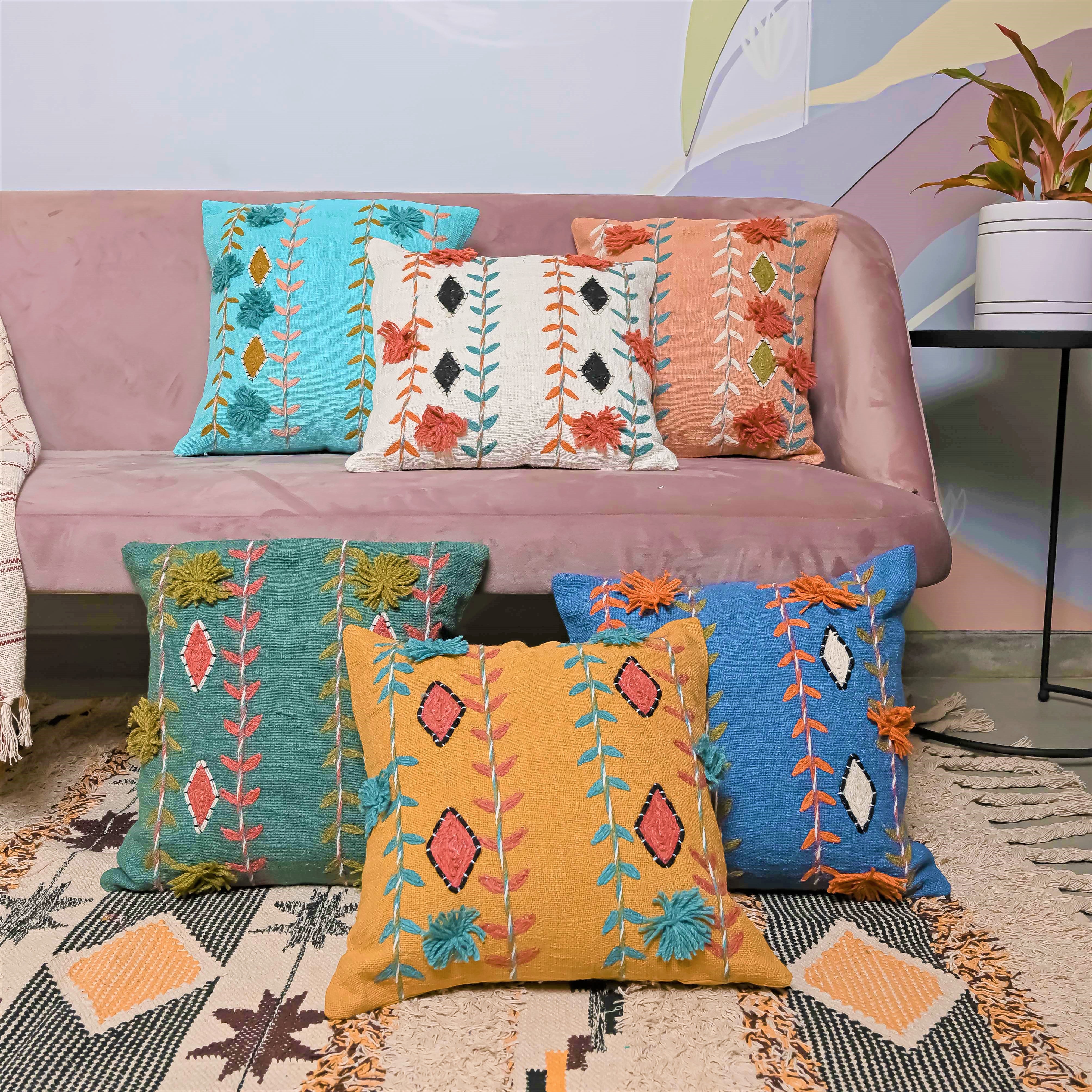 Multi-color Set of 6 Cushion Covers