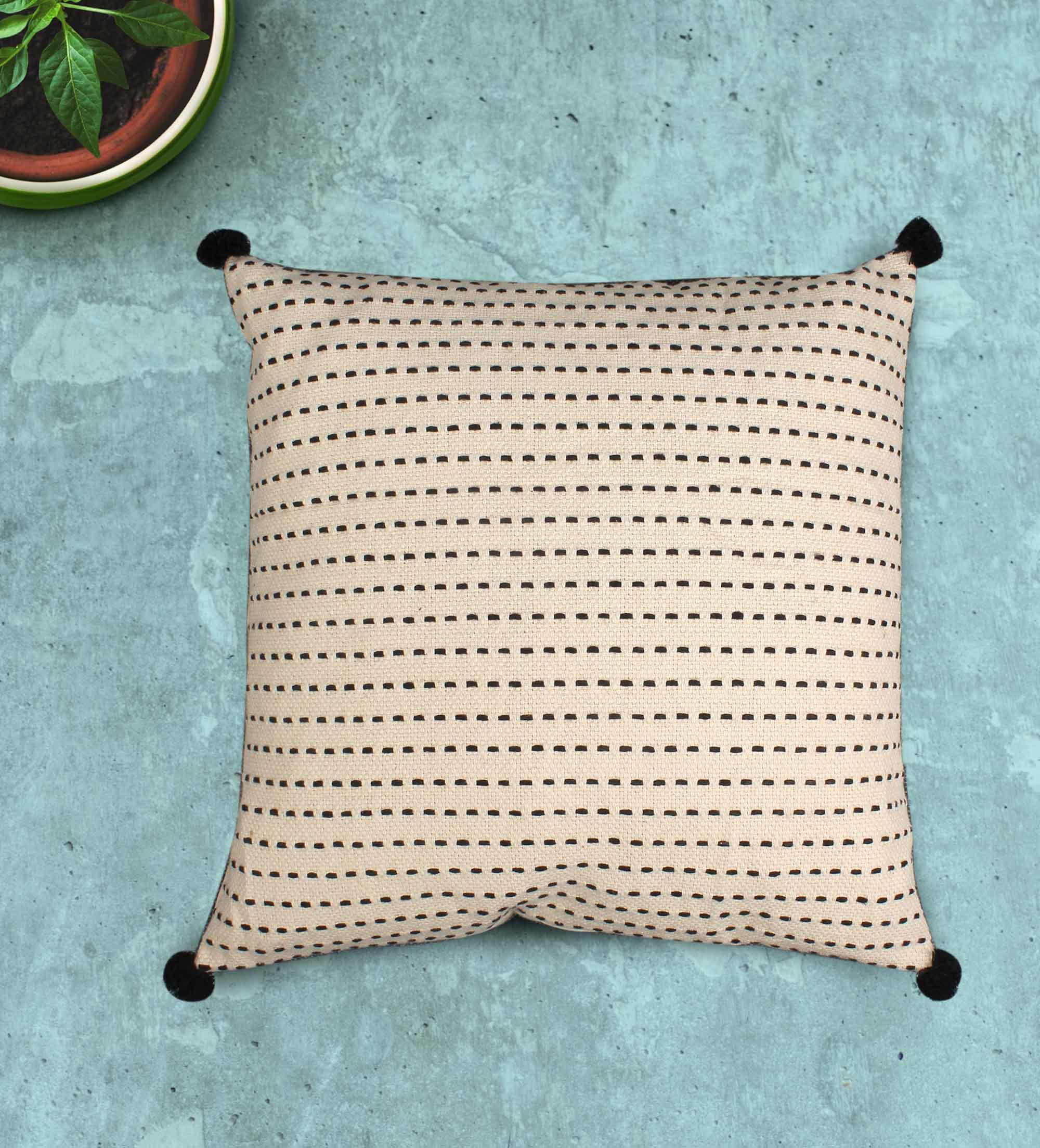 Black Kasha Set of 3 Cushion Covers - SanskrutiHomes
