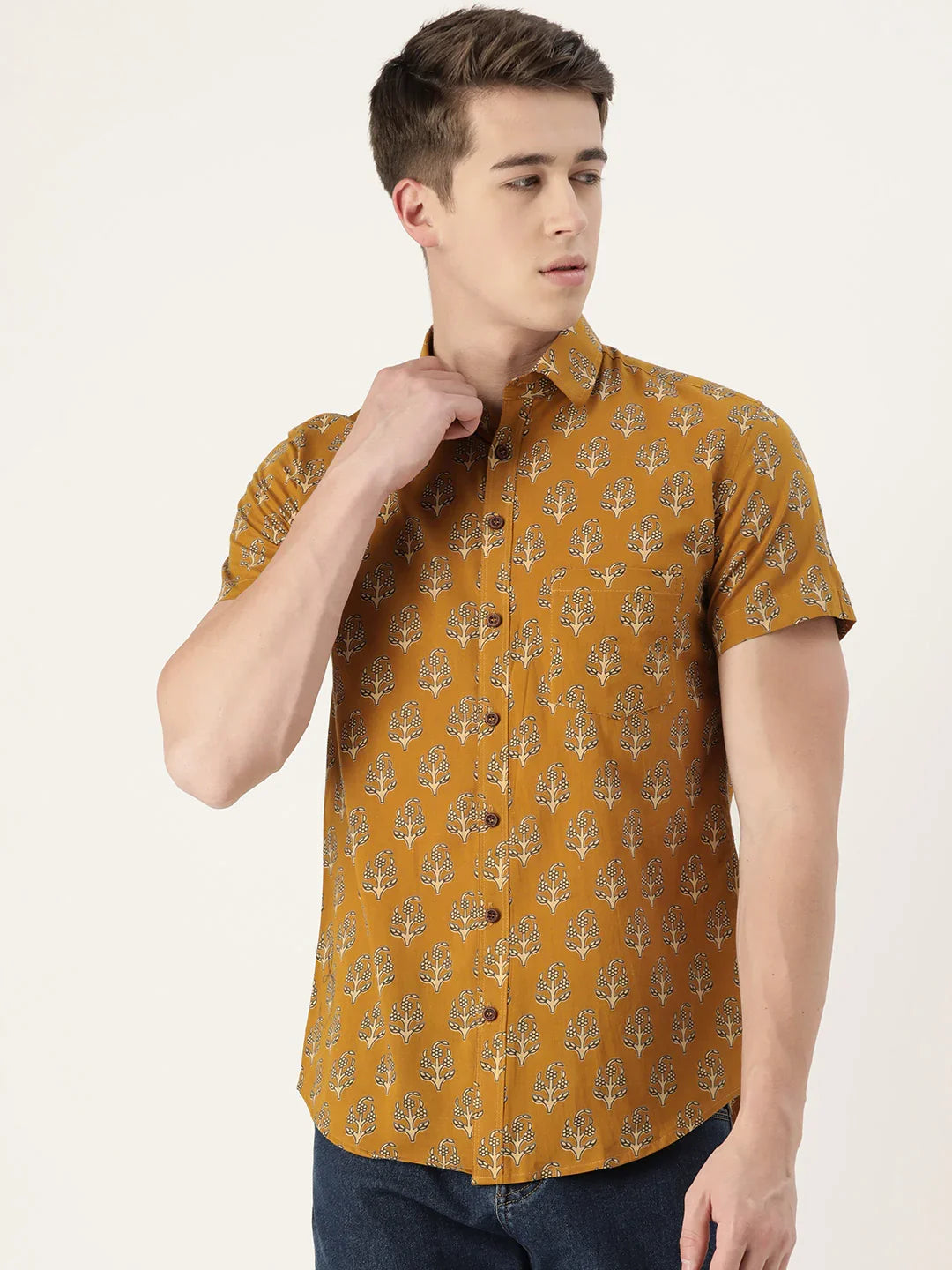 Canary Cotton Printed Shirt - SanskrutiHomes
