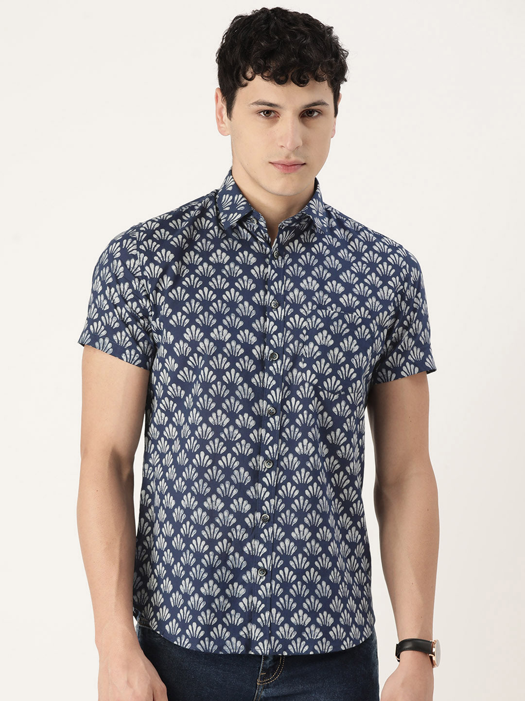 Sanskruti Home Blue Cotton Printed Shirt