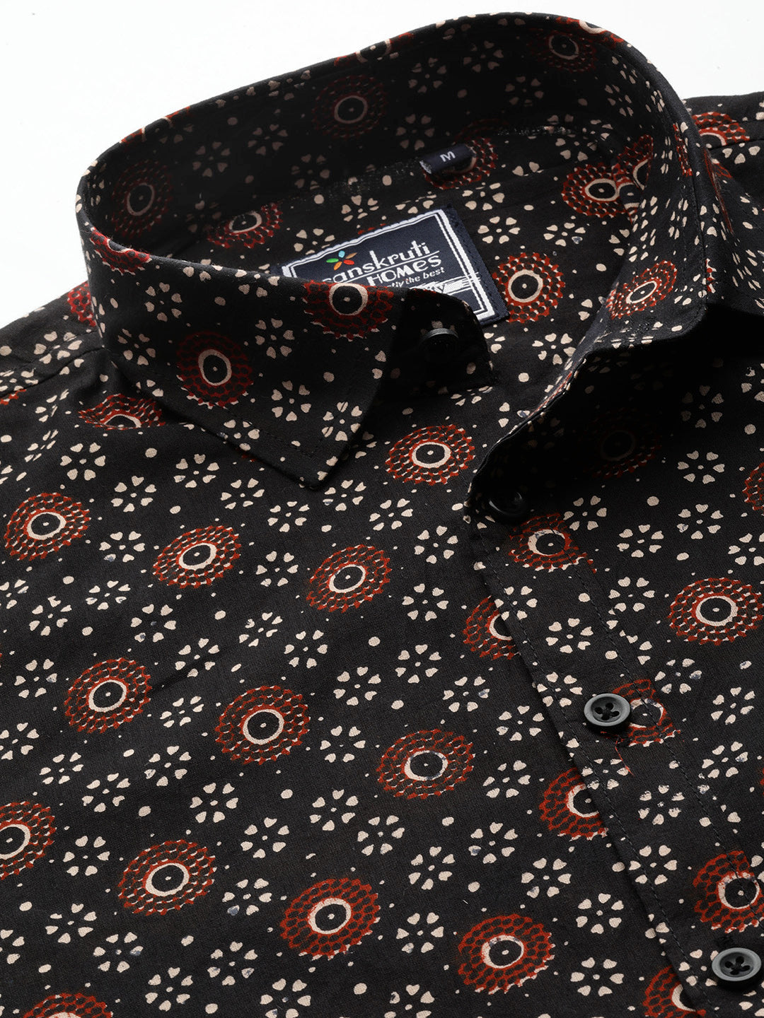 Black Cotton Printed Shirt
