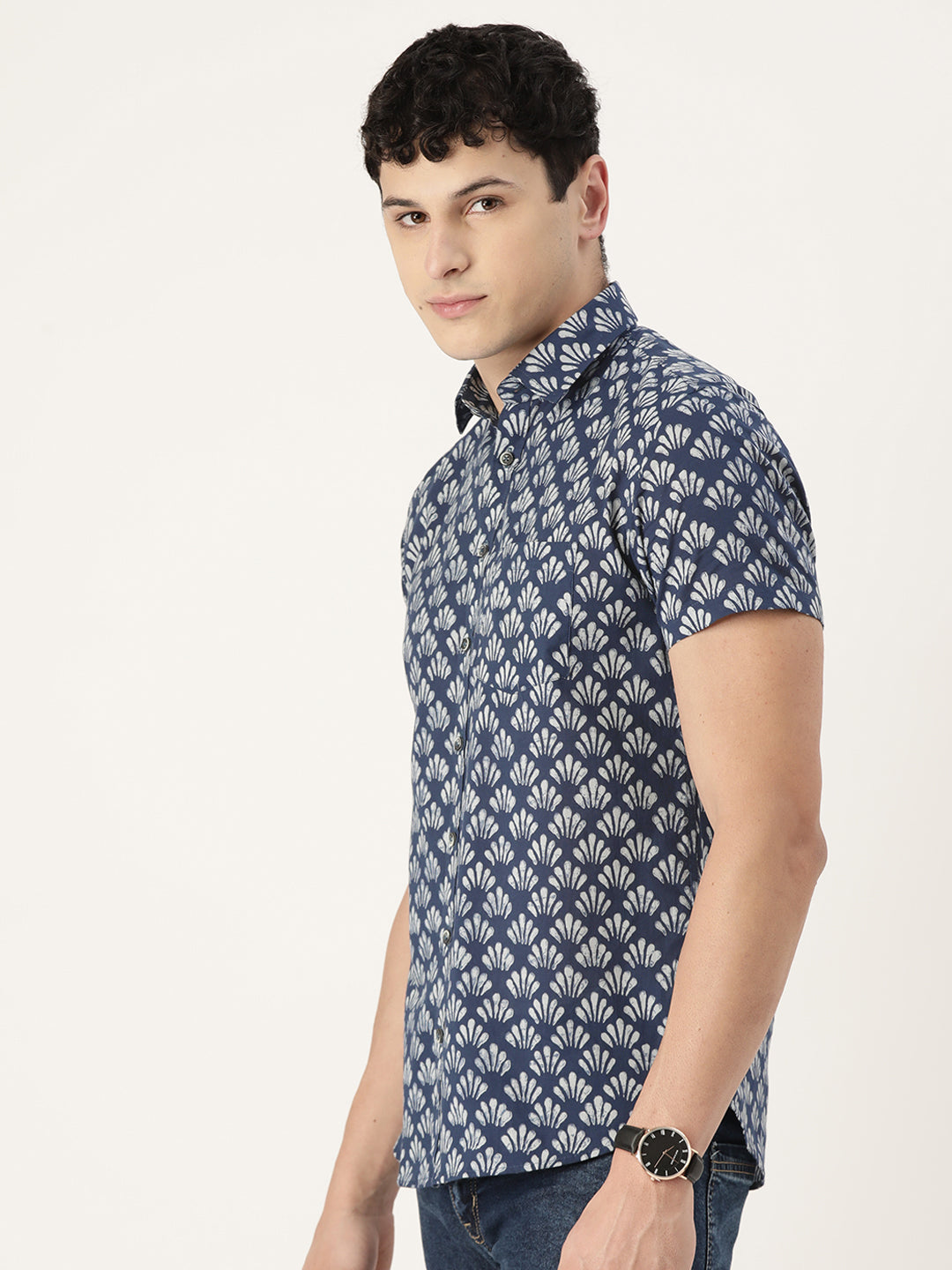 Sanskruti Home Blue Cotton Printed Shirt