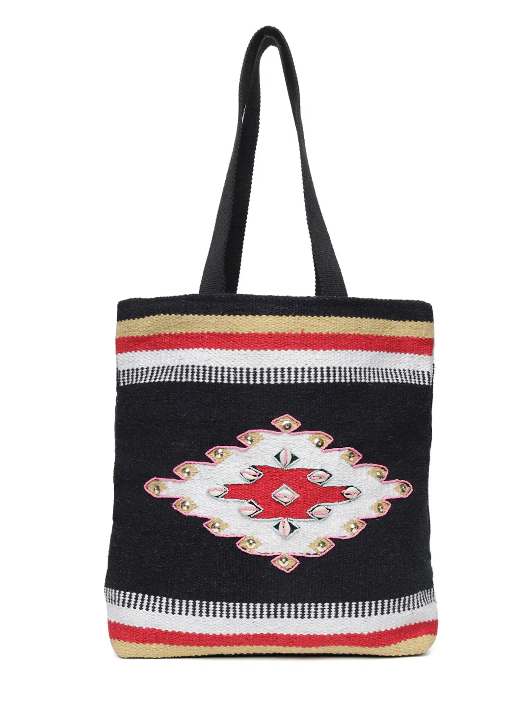 Black Ikhat Hand Woven Tote Bag