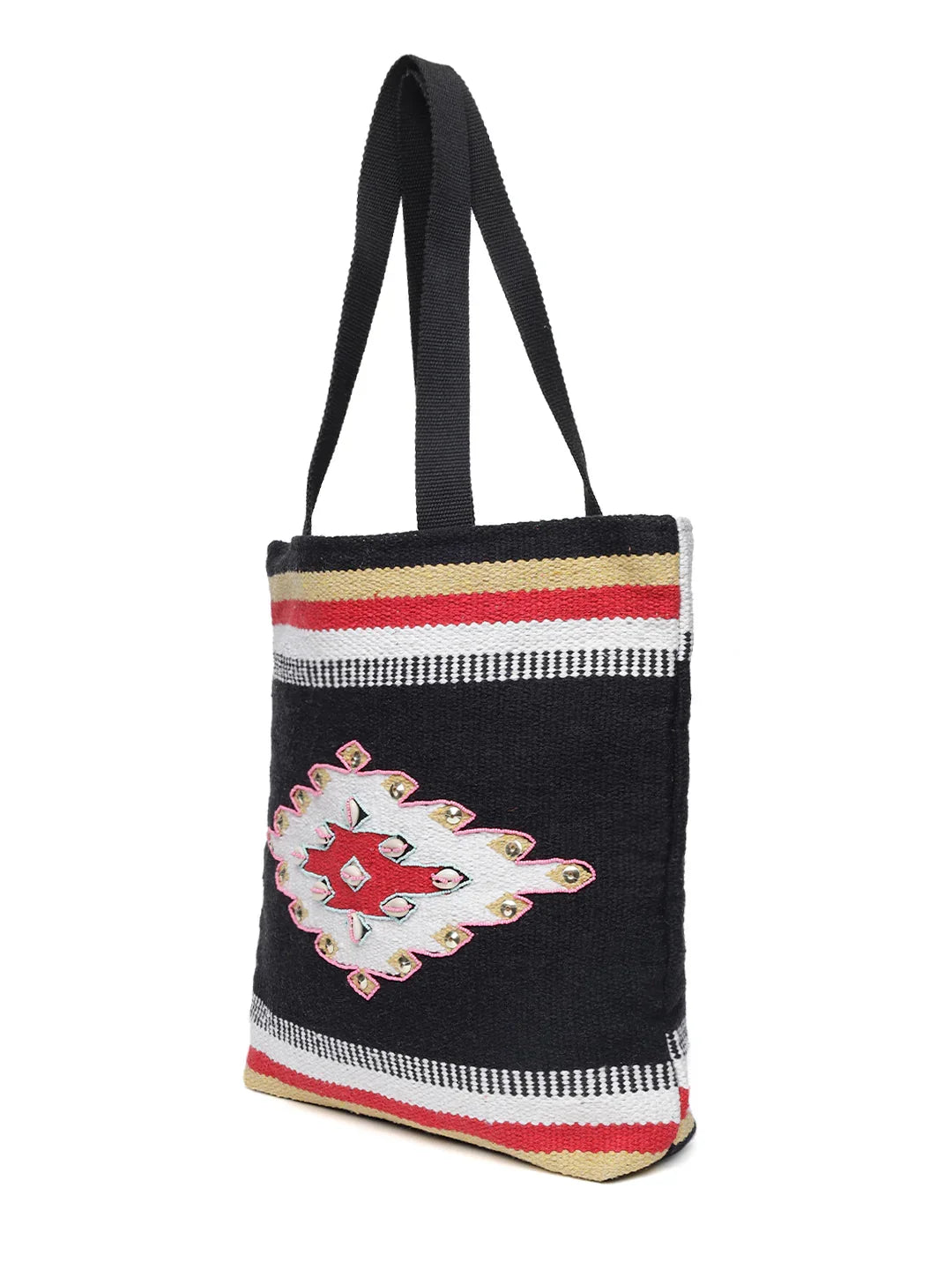 Black Ikhat Hand Woven Tote Bag