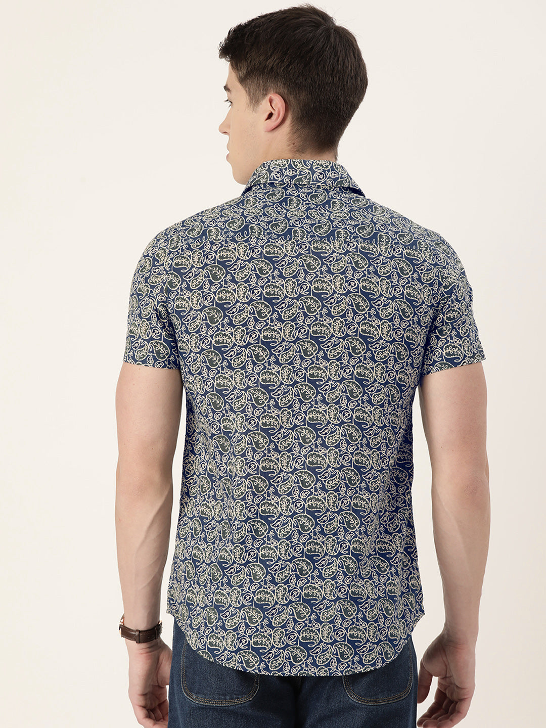 Blue Cotton Printed Shirt