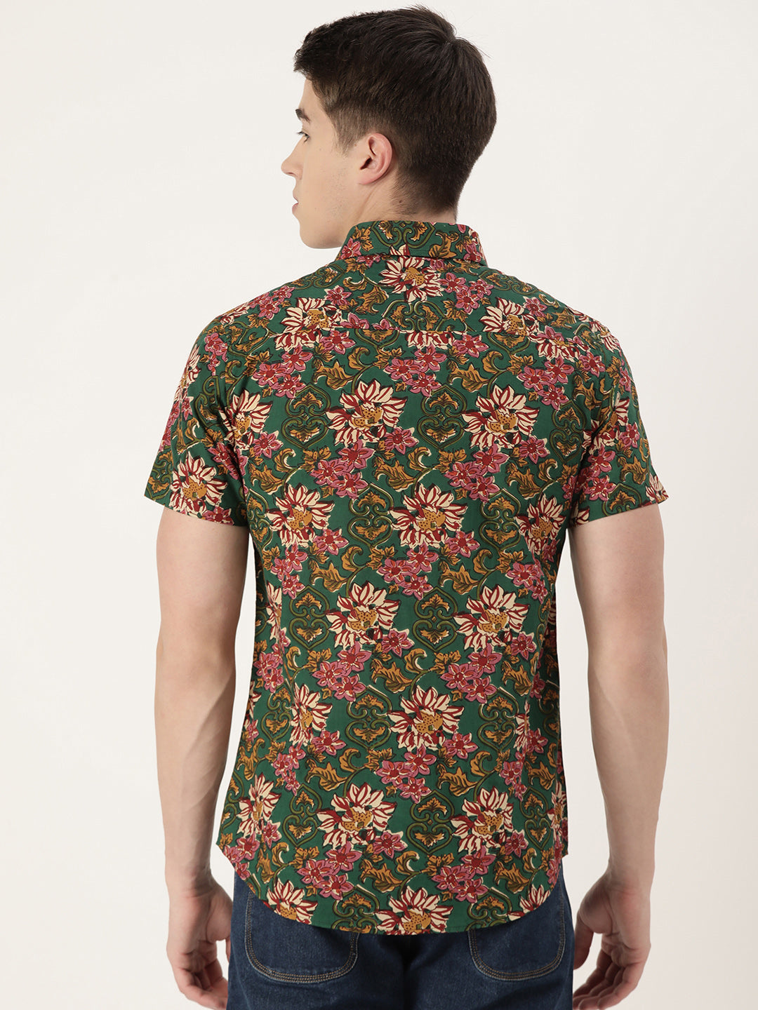 Green Cotton Printed Shirt