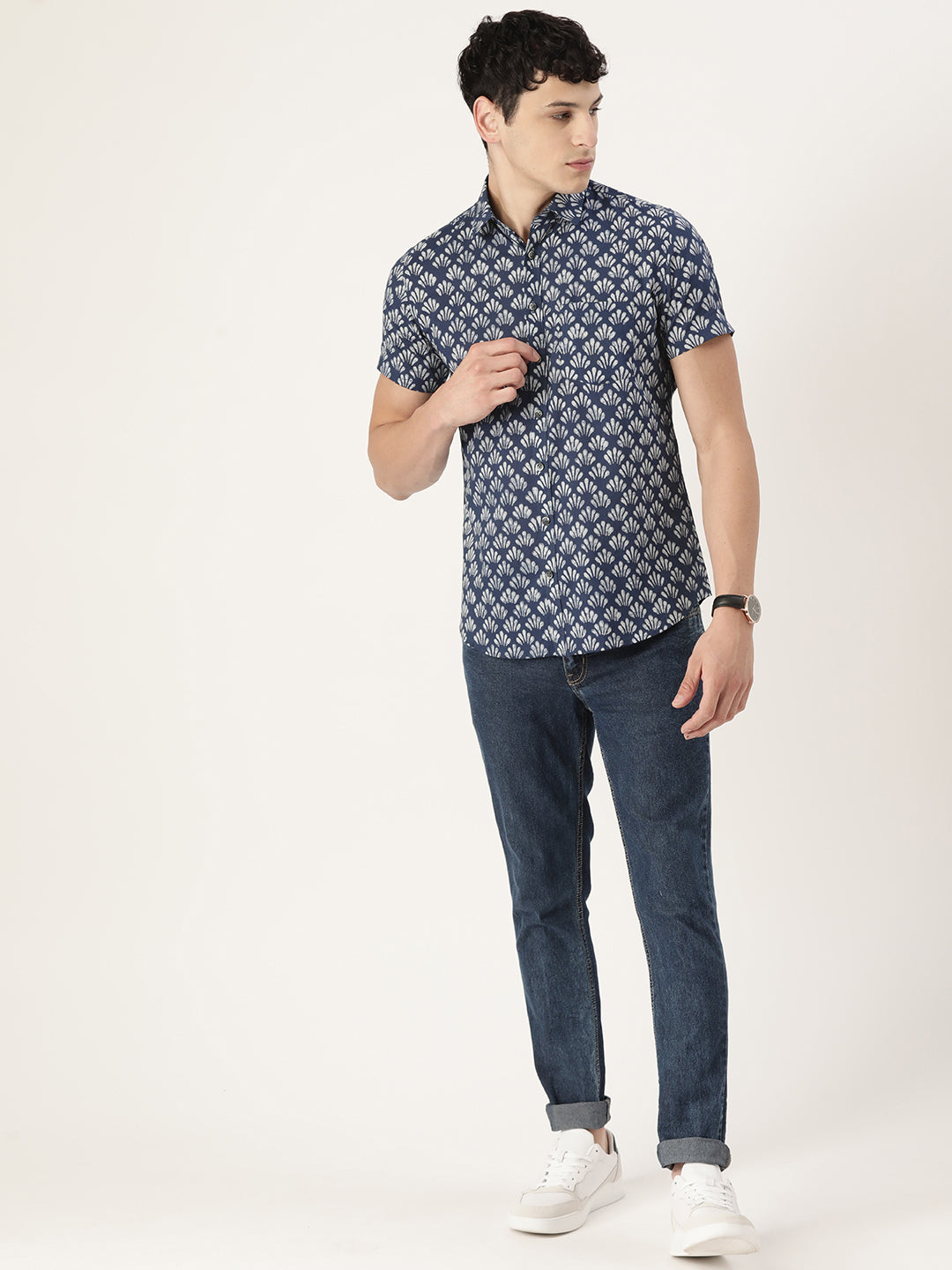 Sanskruti Home Blue Cotton Printed Shirt