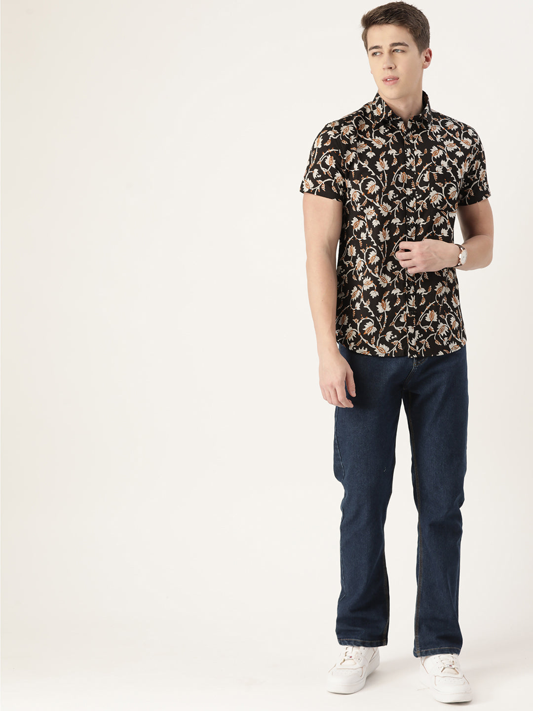 Black Cotton Printed Shirt