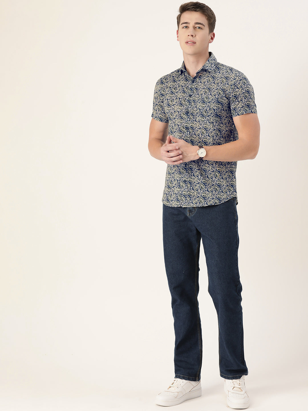 Blue Cotton Printed Shirt